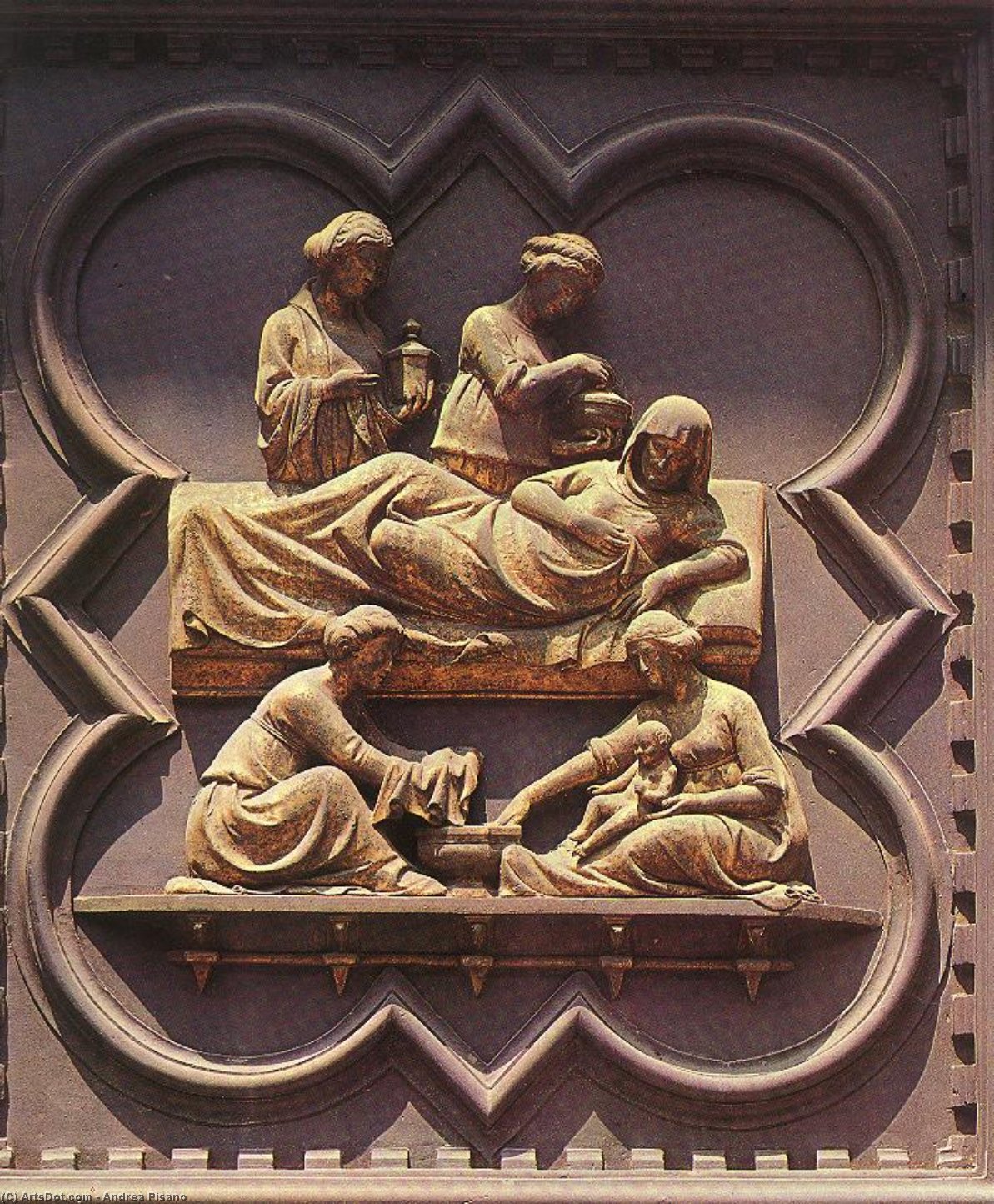 順序 絵画のコピー バプテスマの誕生(南ドアの皮), 1330 バイ Andrea Pisano (1290-1348, Italy) | ArtsDot.com