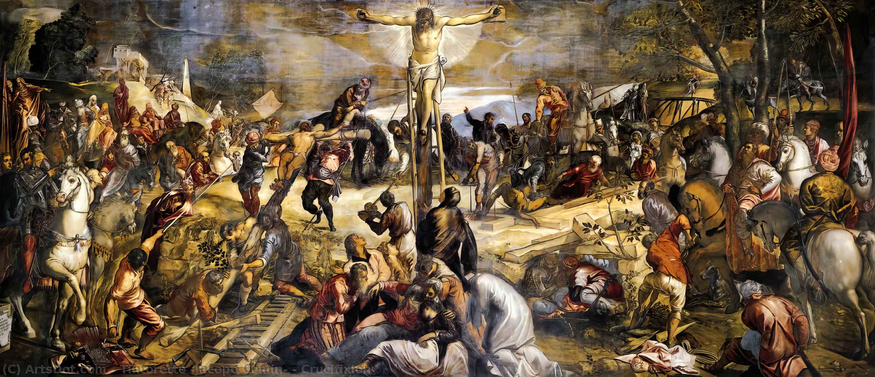 Bestellen Gemälde Reproduktionen Kreuzigung, 1565 von Tintoretto (Jacopo Comin) (1518-1594, Italy) | ArtsDot.com