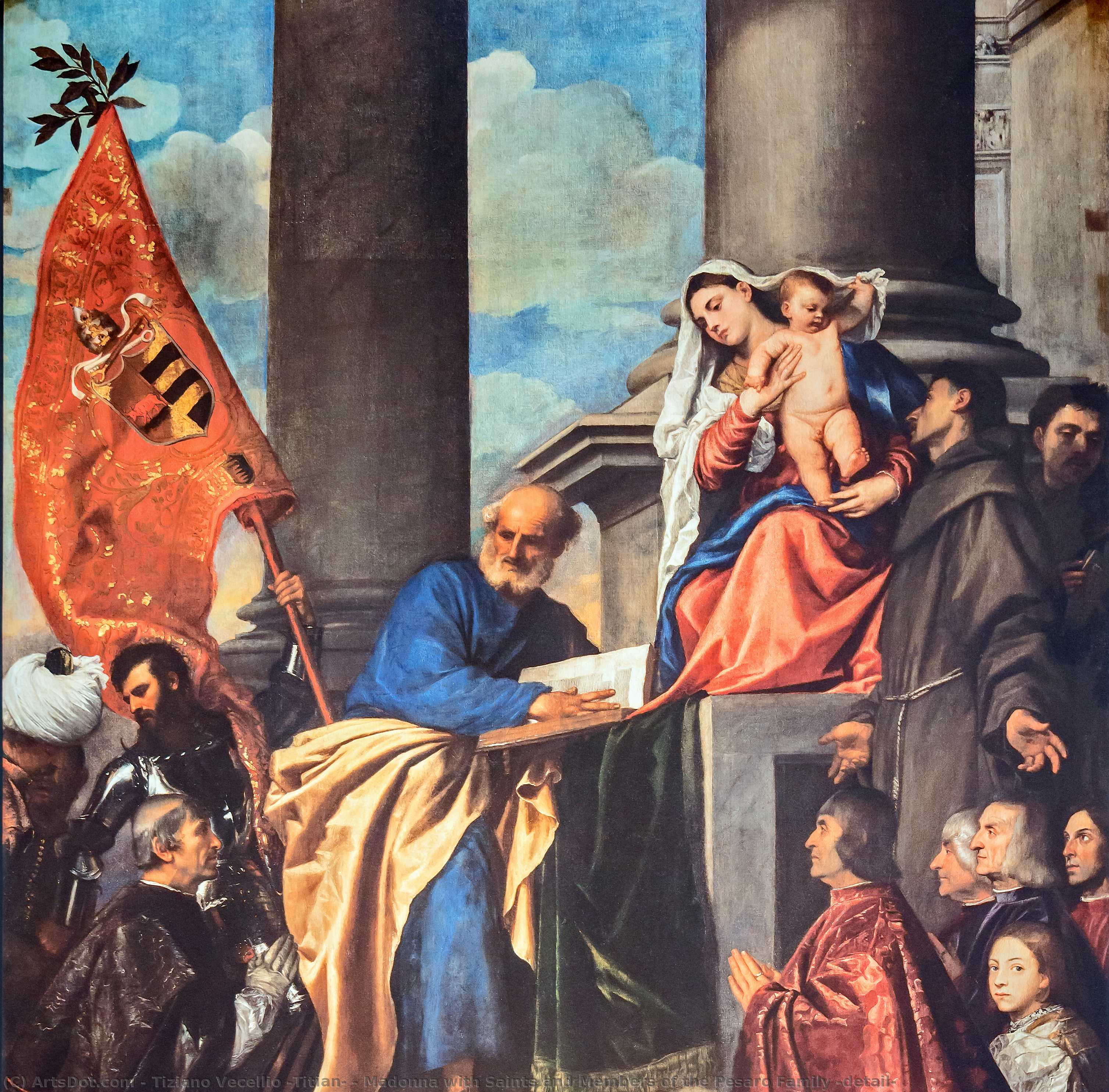 顺序 油畫 Madonna with Saints and Members of the Pesaro Family (detail), 1519 通过 Tiziano Vecellio (Titian) (1490-1576, Italy) | ArtsDot.com