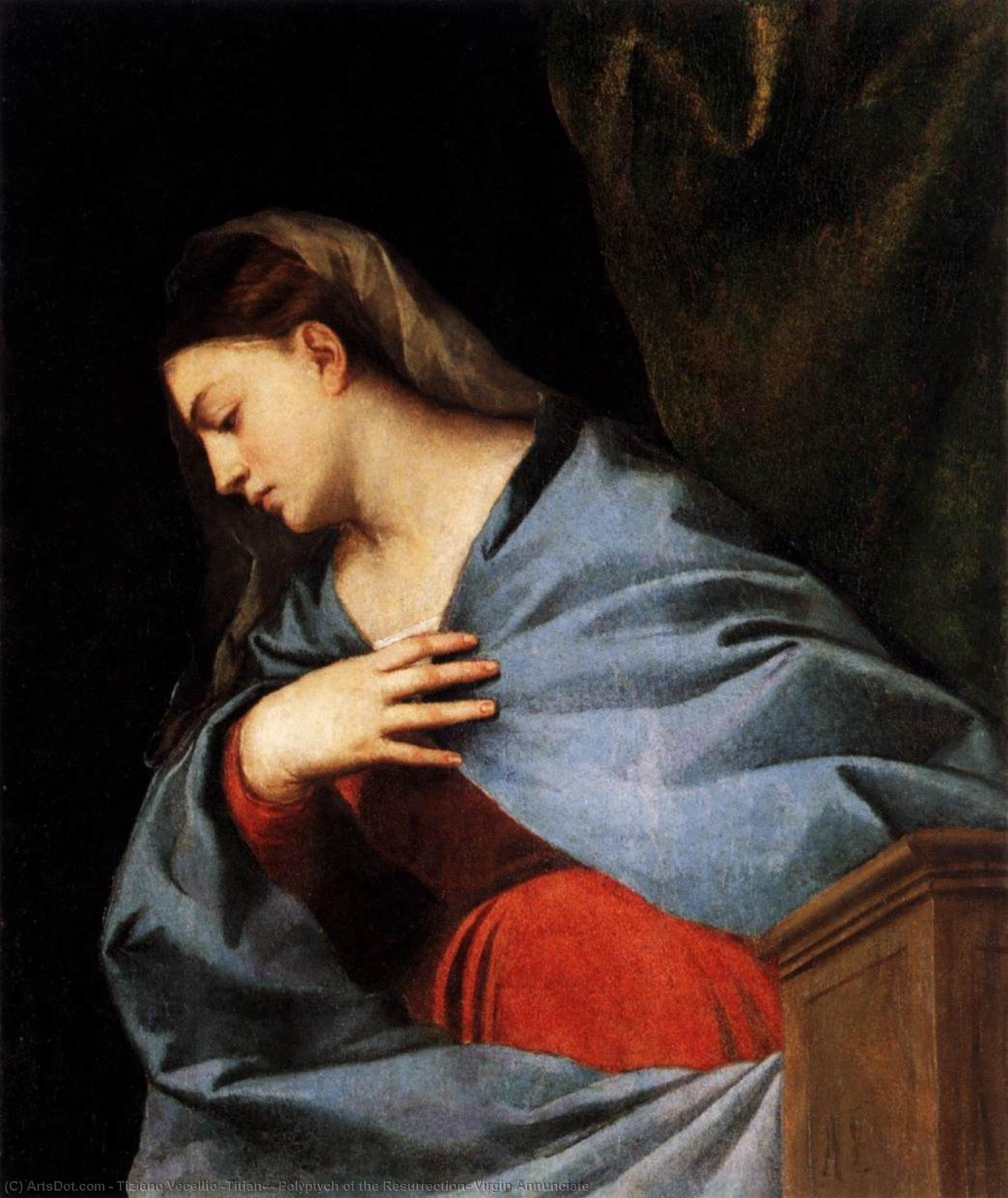 Ordinare Riproduzioni Di Belle Arti Polittico della Resurrezione: Vergine Annunciata, 1522 di Tiziano Vecellio (Titian) (1490-1576, Italy) | ArtsDot.com