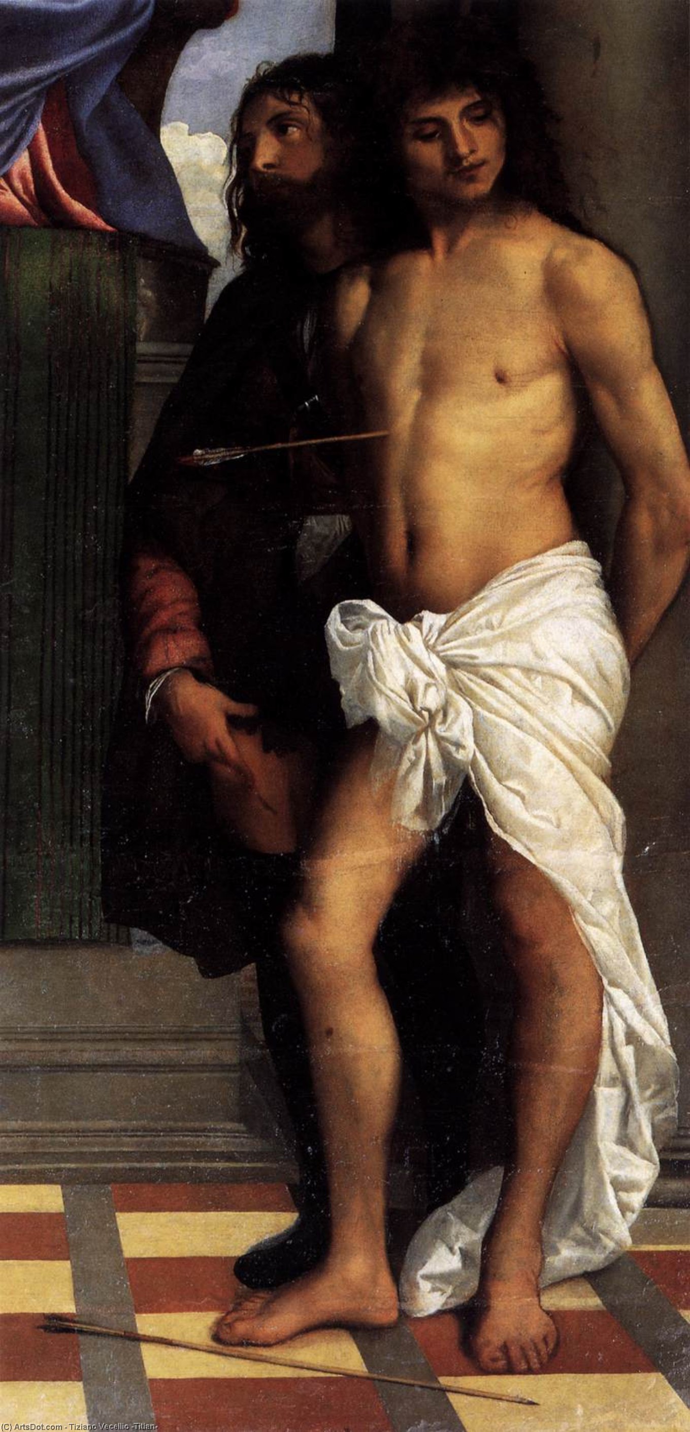 购买 博物馆艺术复制品，艺术复制品，绘画复制品，博物馆质量版画，美术复制品，着名绘画复制品，博物馆品质复制品，帆布艺术版画 St Mark Enthroned with Saints (detail), 1510 通过 Tiziano Vecellio (Titian) (1490-1576, Italy) | ArtsDot.com