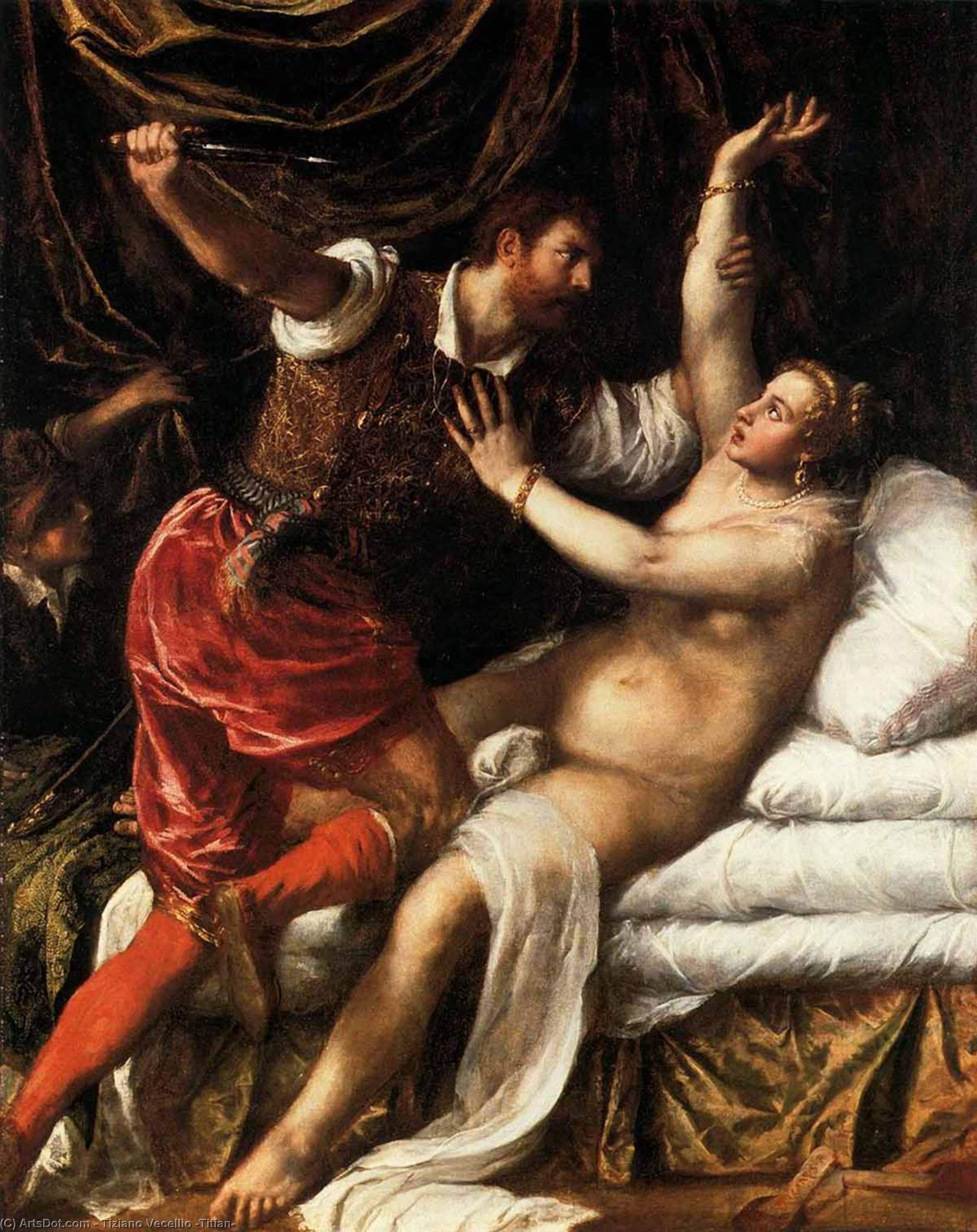 顺序 藝術再現 Tarquin和Lucretia。, 1568 通过 Tiziano Vecellio (Titian) (1490-1576, Italy) | ArtsDot.com