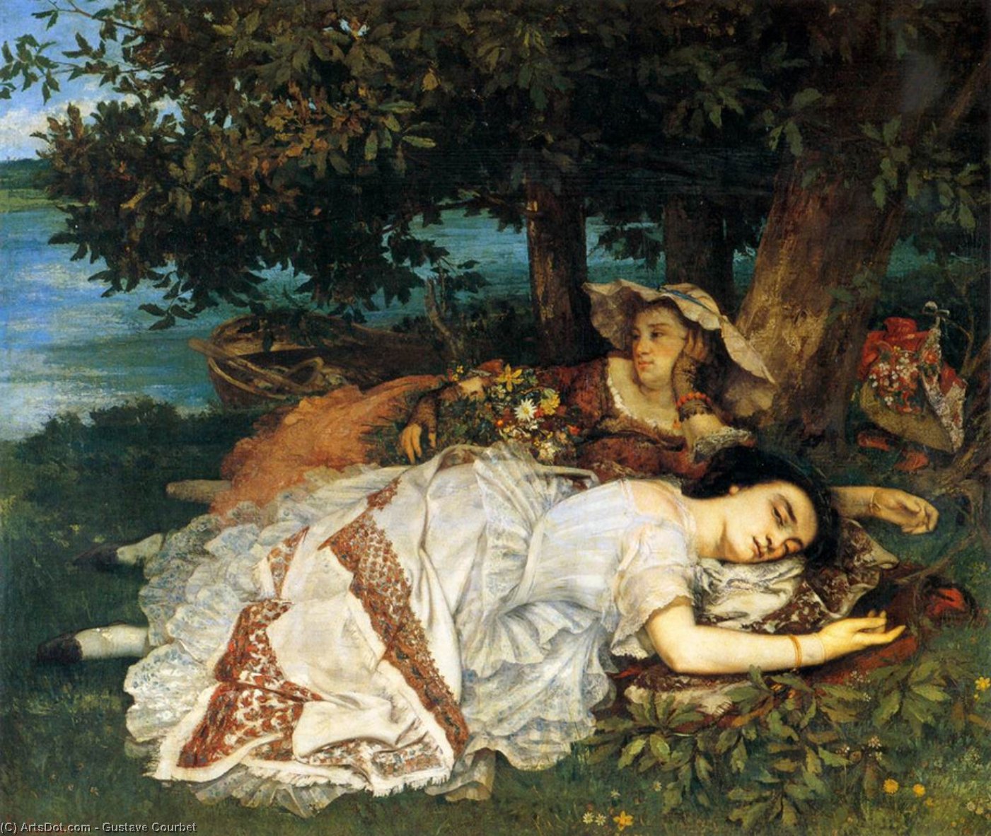 Buy Museum Art Reproductions Young Ladies by the River Seine, 1856 by Gustave Courbet (1819-1877, France) | ArtsDot.com