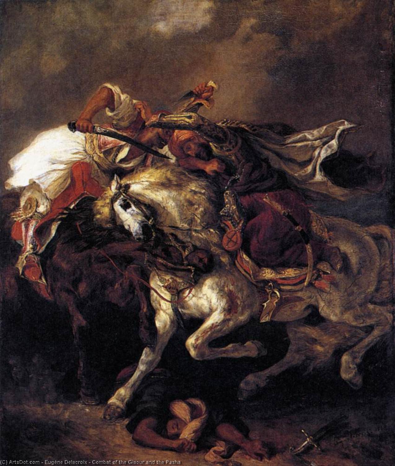 Buy Museum Art Reproductions Combat of the Giaour and the Pasha, 1835 by Eugène Delacroix (1798-1863, France) | ArtsDot.com