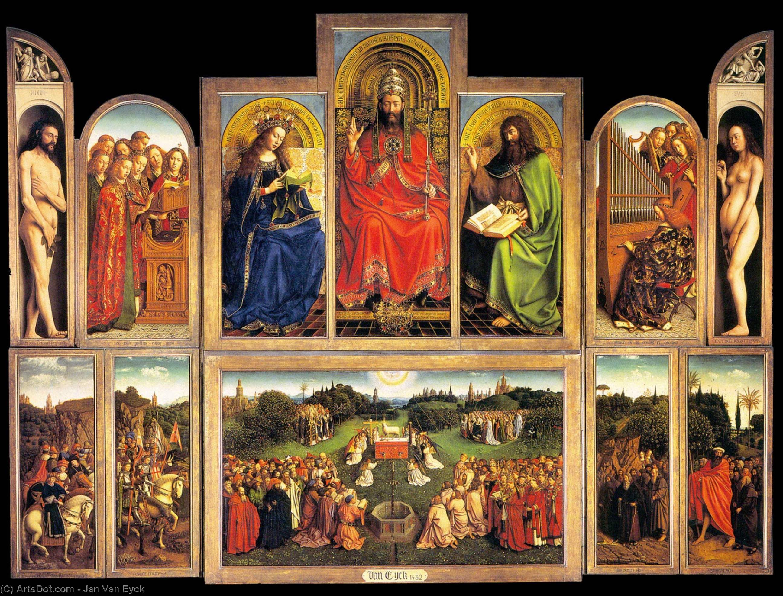 顺序 油畫 根特阿尔塔器(翼开), 1432 通过 Jan Van Eyck (1390-1441, Netherlands) | ArtsDot.com