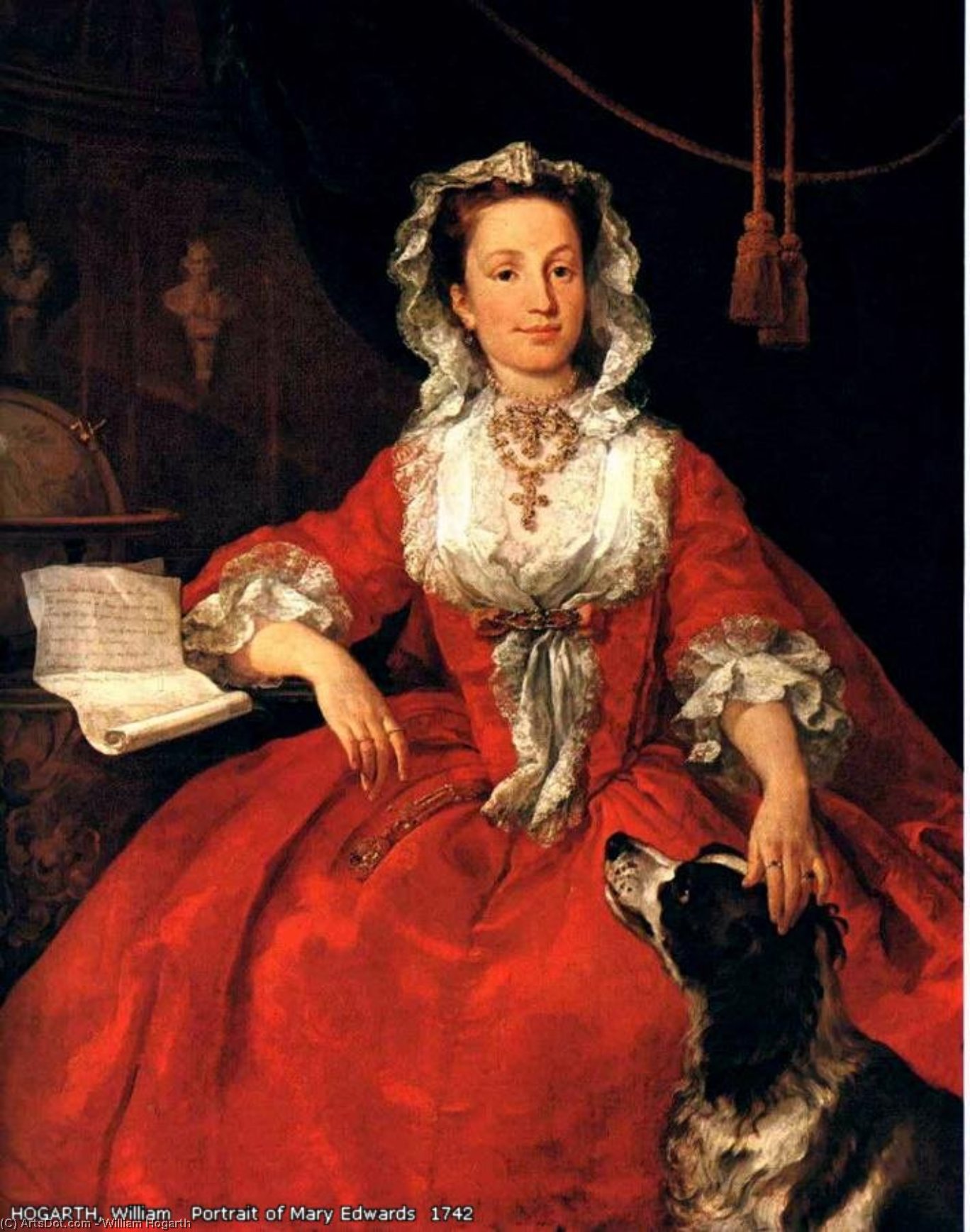 购买 博物馆艺术复制品，艺术复制品，绘画复制品，博物馆质量版画，美术复制品，着名绘画复制品，博物馆品质复制品，帆布艺术版画 《Mary Edwards》, 1742 通过 William Hogarth (1697-1764, United Kingdom) | ArtsDot.com