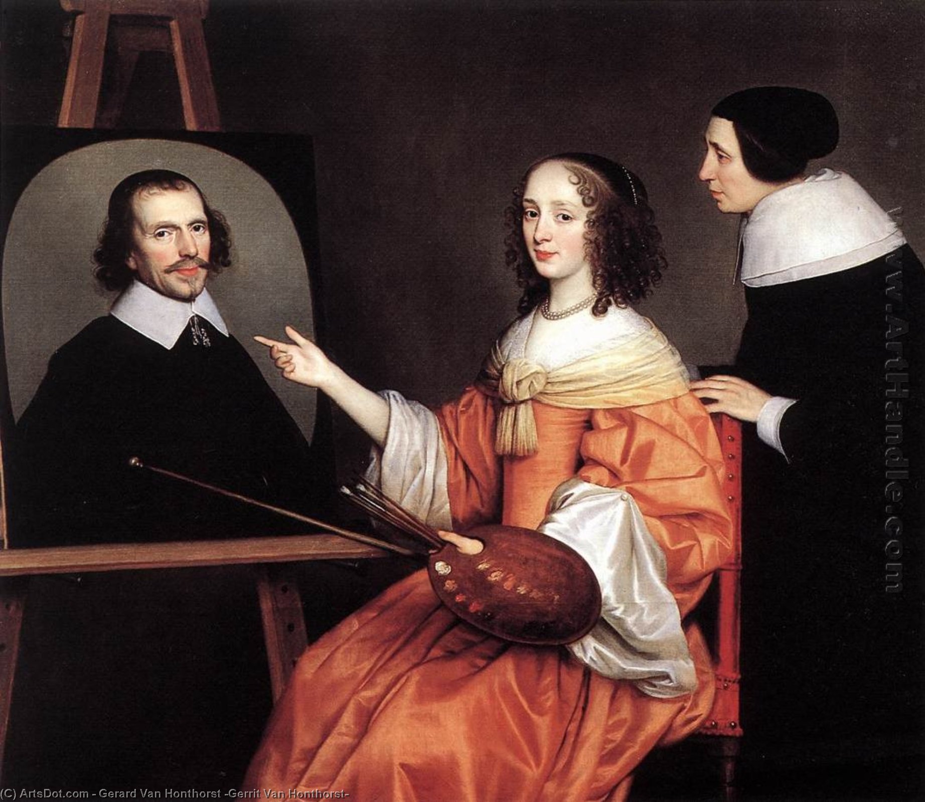 Order Art Reproductions Margareta Maria de Roodere and Her Parents, 1652 by Gerard Van Honthorst (Gerrit Van Honthorst) (1590-1656, Netherlands) | ArtsDot.com