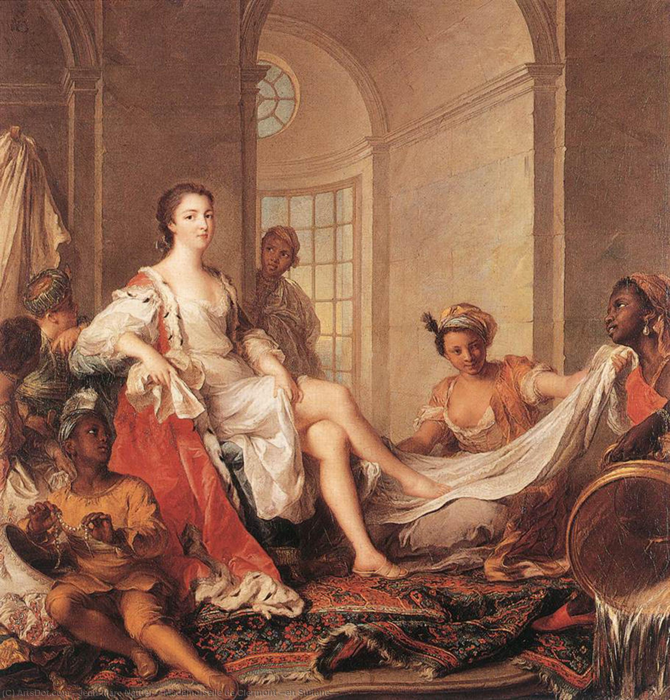 Order Art Reproductions `Mademoiselle de Clermont ``en Sultane```, 1733 by Jean-Marc Nattier (1685-1766, France) | ArtsDot.com