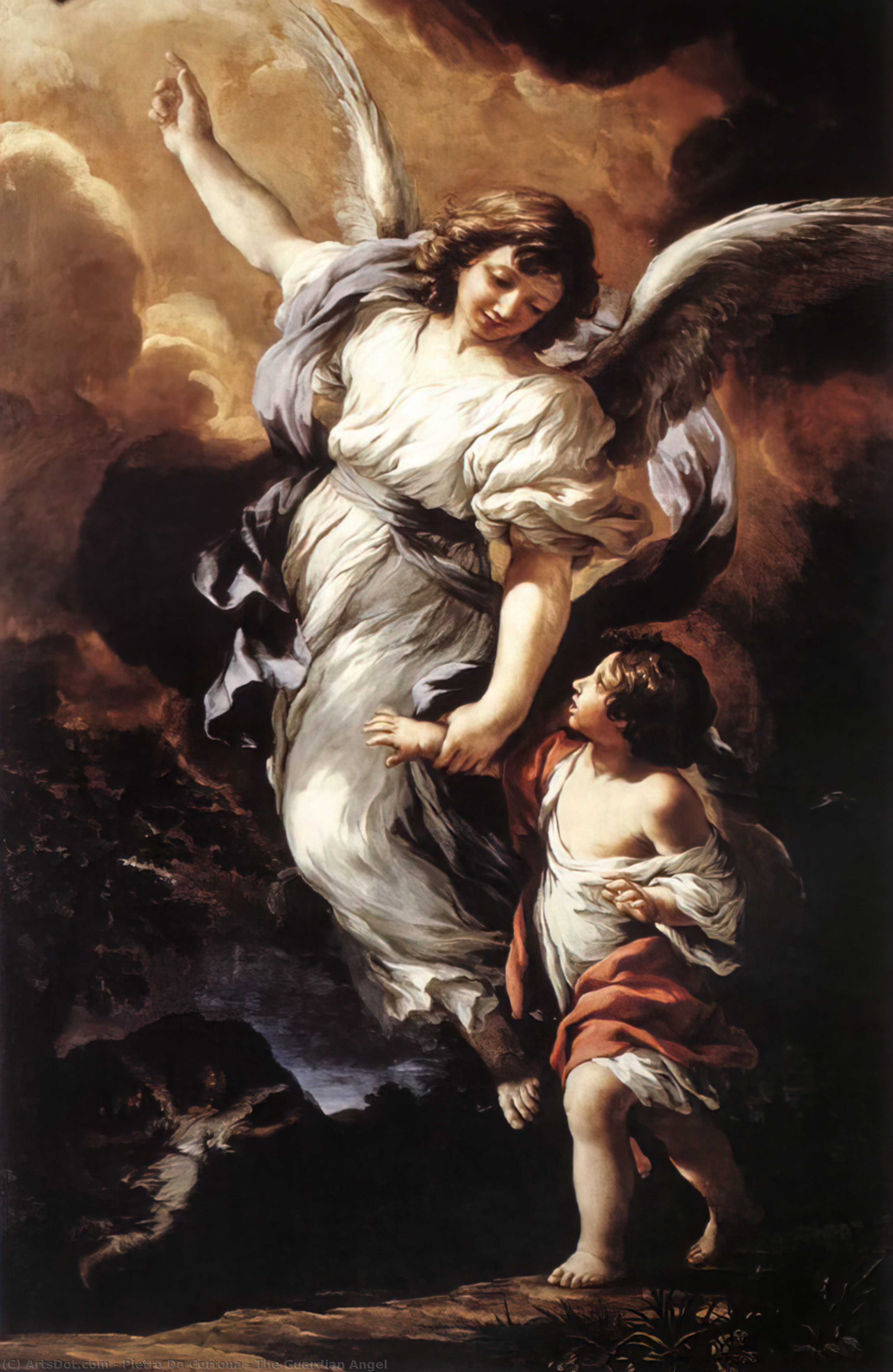Order Art Reproductions The Guardian Angel, 1656 by Pietro Da Cortona (1596-1669, Italy) | ArtsDot.com