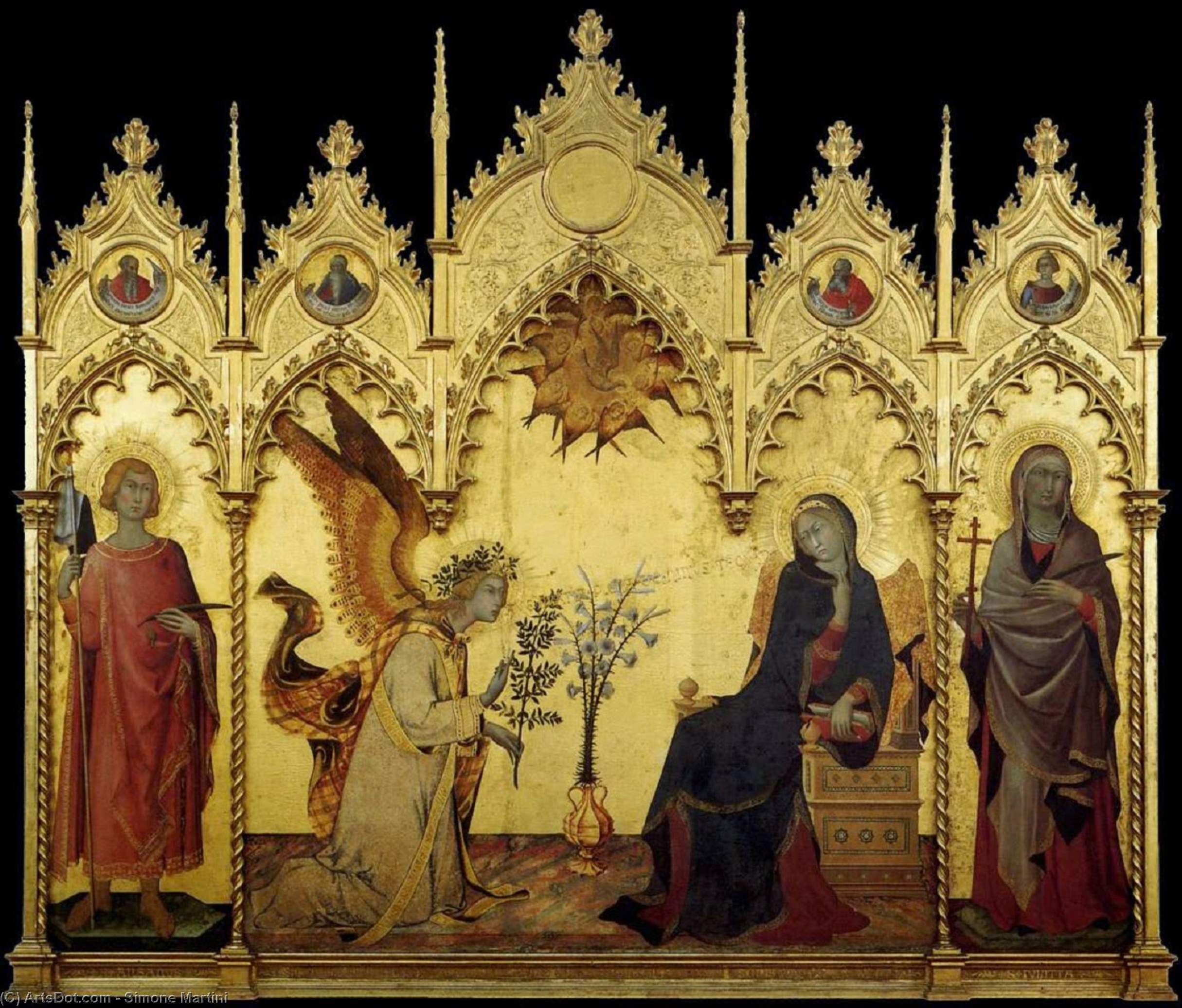 Order Paintings Reproductions The Annunciation and Two Saints, 1333 by Simone Martini (1284-1344, Italy) | ArtsDot.com