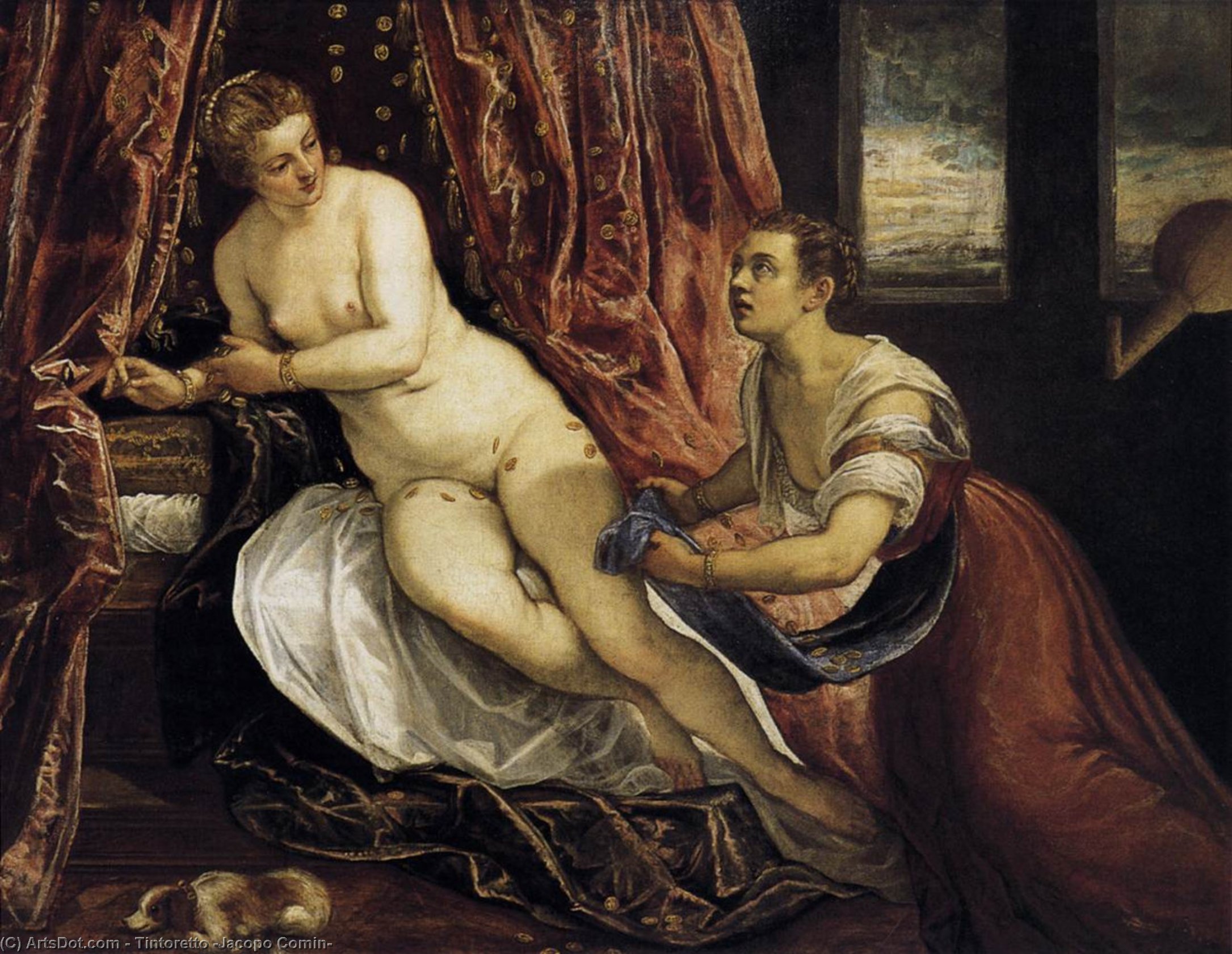顺序 手工油畫 Danaë 。, 1580 通过 Tintoretto (Jacopo Comin) (1518-1594, Italy) | ArtsDot.com