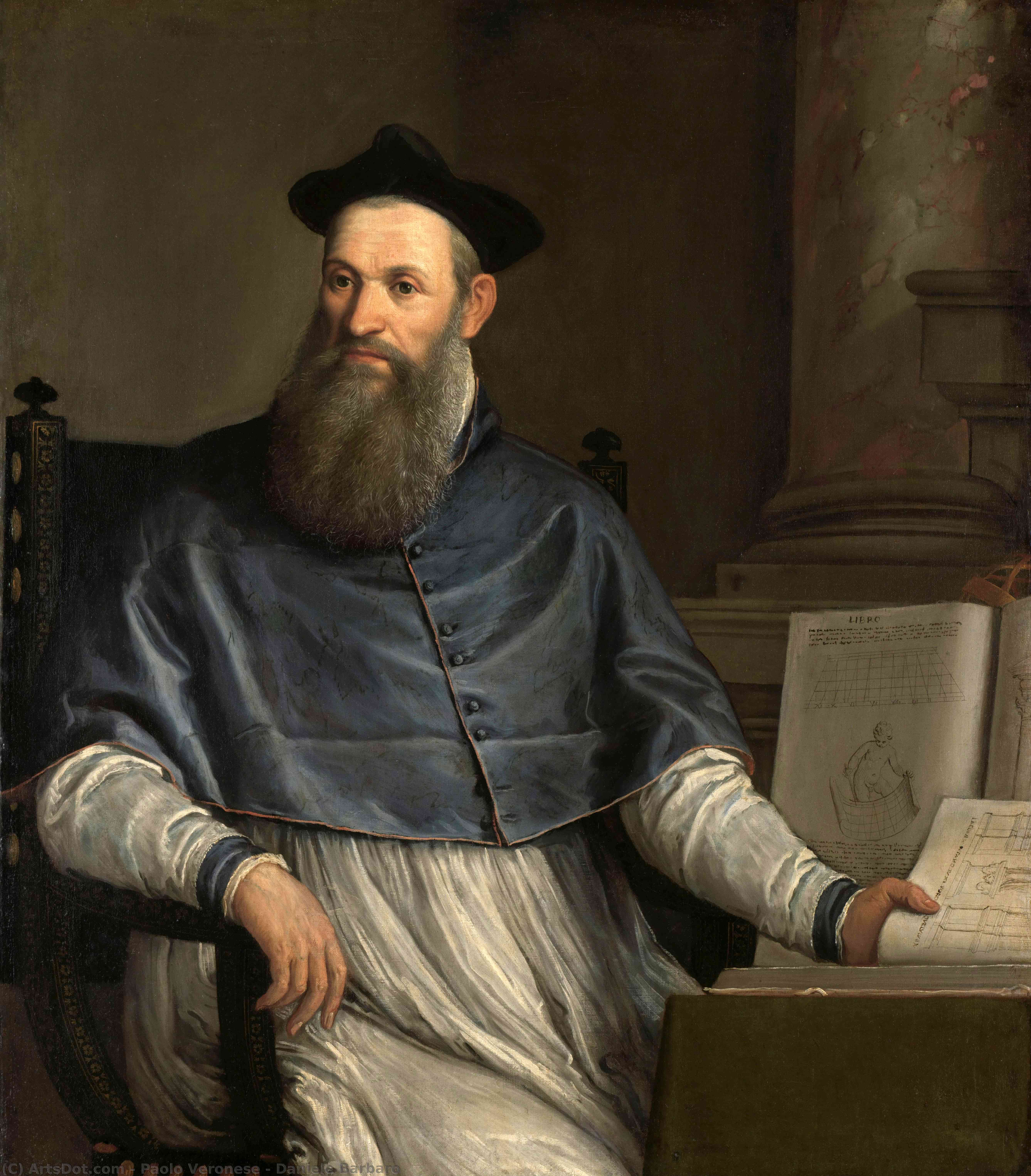 购买 博物馆艺术复制品，艺术复制品，绘画复制品，博物馆质量版画，美术复制品，着名绘画复制品，博物馆品质复制品，帆布艺术版画 Daniele Barbaro 。, 1561 通过 Paolo Veronese (1528-1588, Italy) | ArtsDot.com