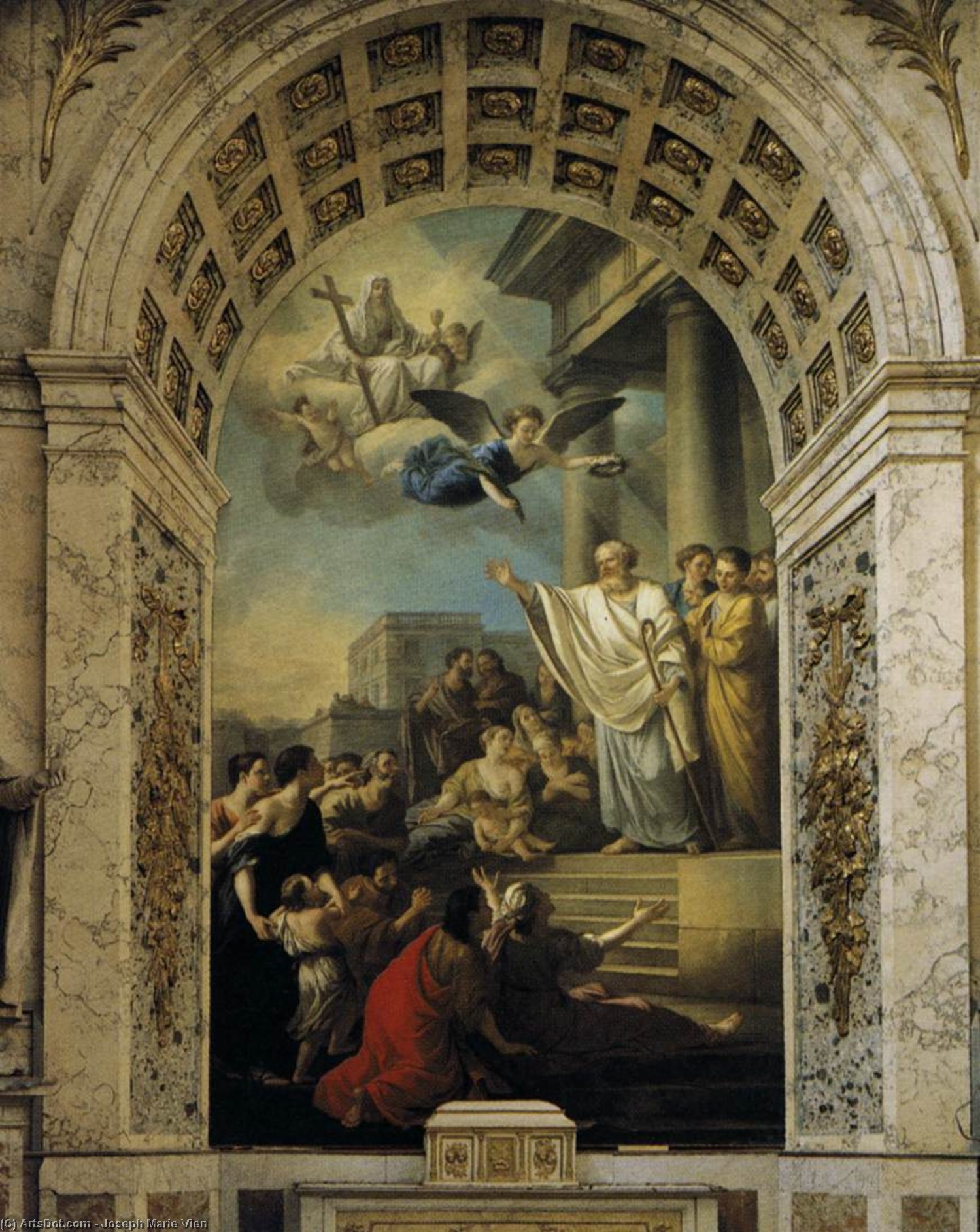 Ordinare Riproduzioni D'arte St Denis Preaching in Gallia, 1767 di Joseph Marie Vien (1716-1809) | ArtsDot.com
