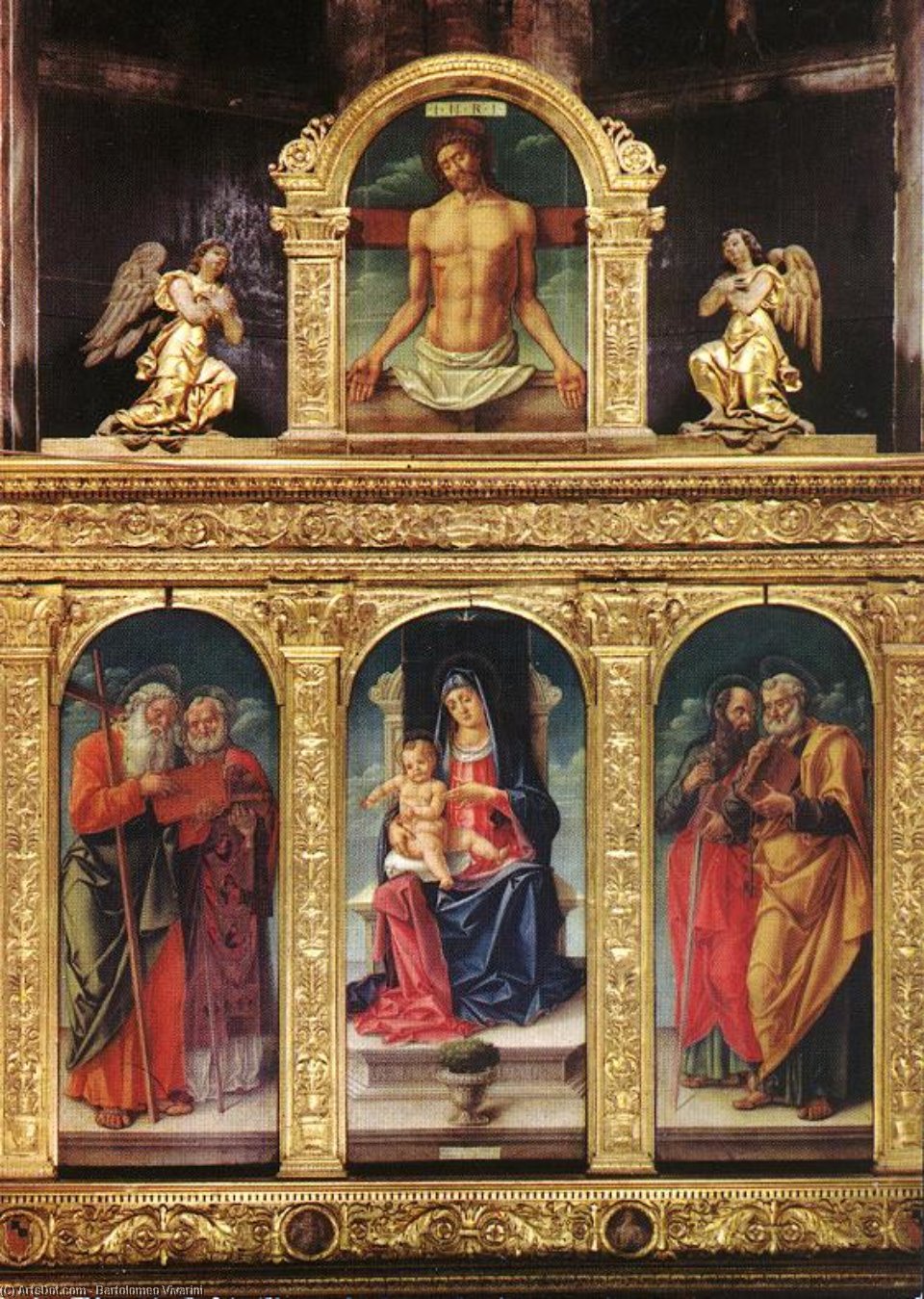 Order Artwork Replica Virgin Enthroned with the Child on her Knee (polyptych), 1482 by Bartolomeo Vivarini (1440-1499, Italy) | ArtsDot.com