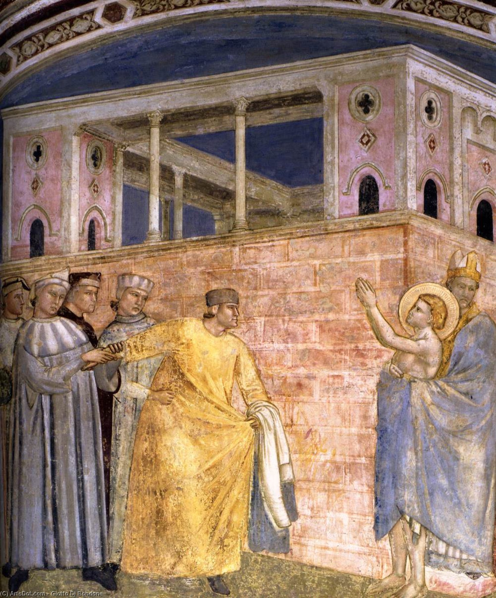 Order Art Reproductions Scenes from the Life of Saint Francis: 2. Renunciation of Wordly Goods (detail), 1325 by Giotto Di Bondone (1267-1337, Italy) | ArtsDot.com