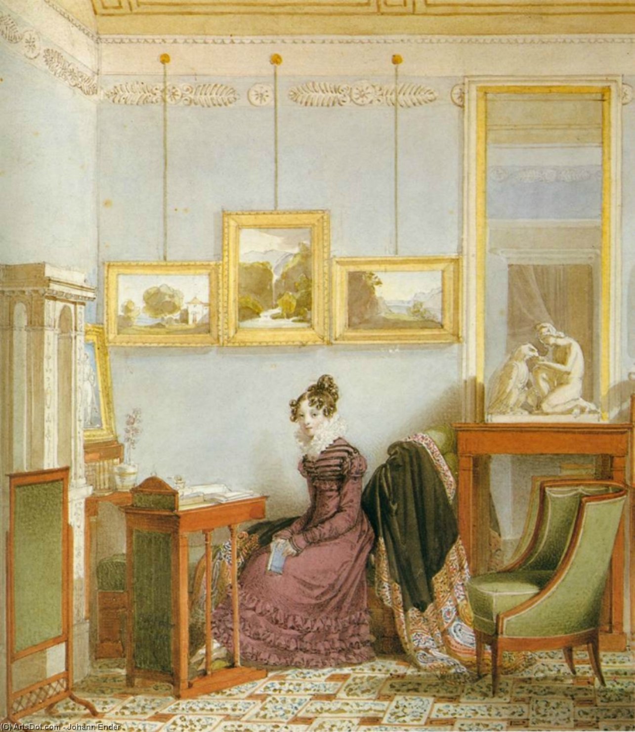 Order Artwork Replica Woman at her Writing Desk, 1820 by Johann Nepomuk Ender (1793-1854) | ArtsDot.com