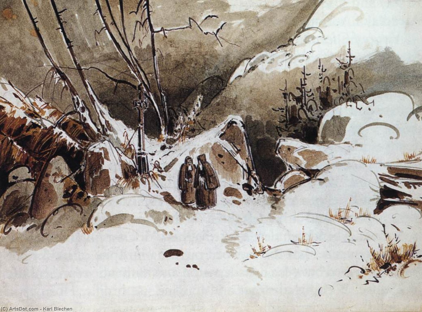 Pedir Reproducciones De Arte Pase alpino en invierno con monos, 1833 de Karl Blechen | ArtsDot.com
