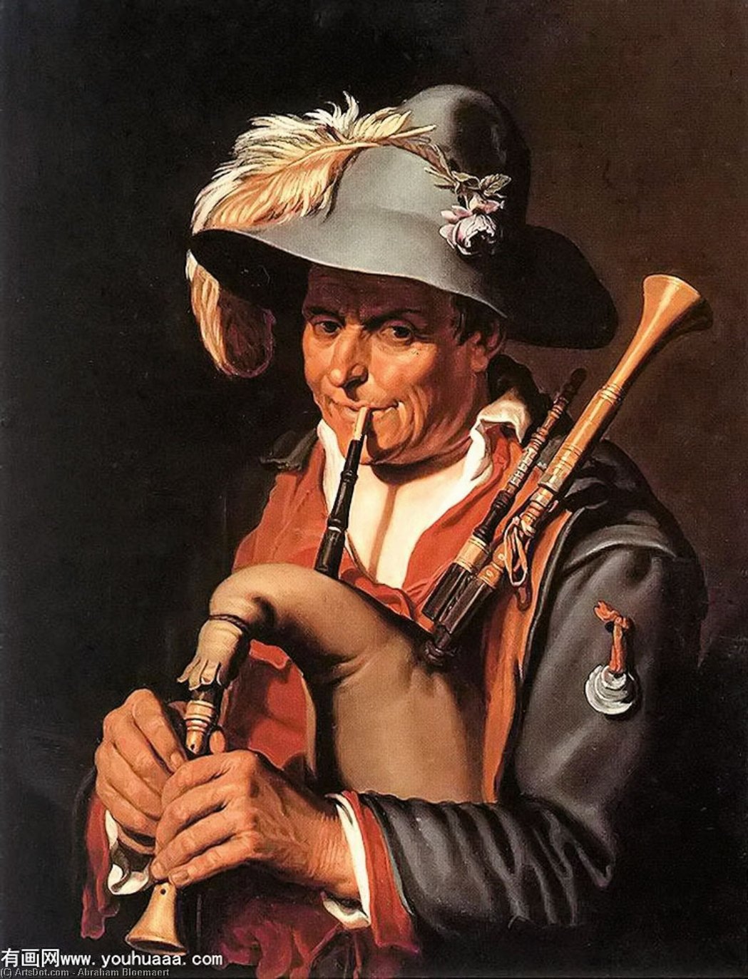 Order Oil Painting Replica The Bagpiper by Abraham Bloemaert (1564-1651, Netherlands) | ArtsDot.com