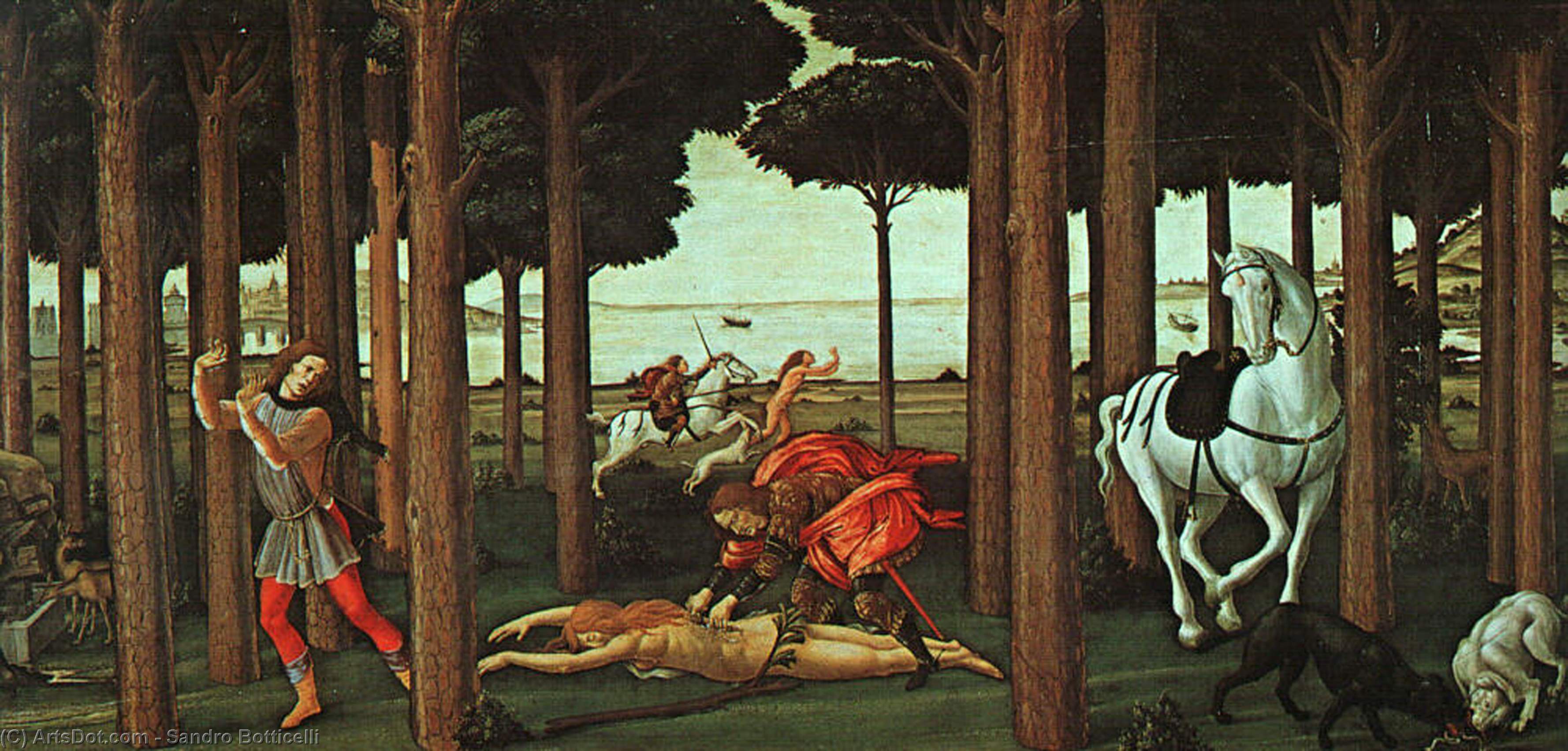 Order Oil Painting Replica The Story of Nastagio degli Onesti (second episode), 1483 by Sandro Botticelli (1445-1510, Italy) | ArtsDot.com