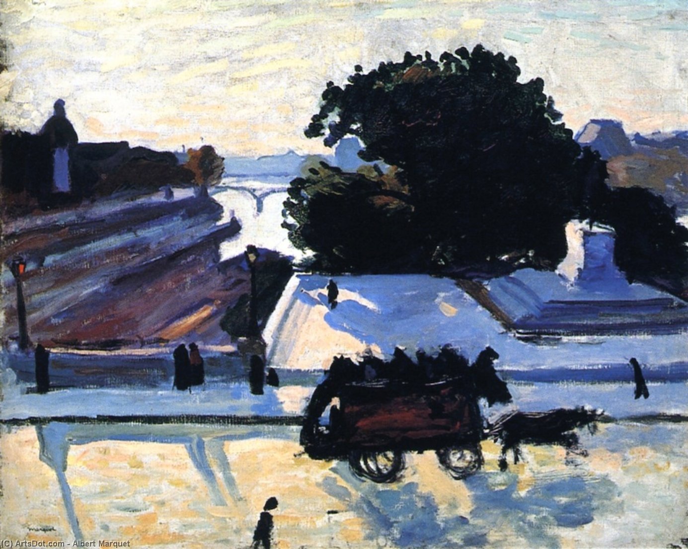 Order Oil Painting Replica The Louvre Embankment and the Pont-Neuf in Paris, 1906 by Albert Marquet (1875-1947, France) | ArtsDot.com