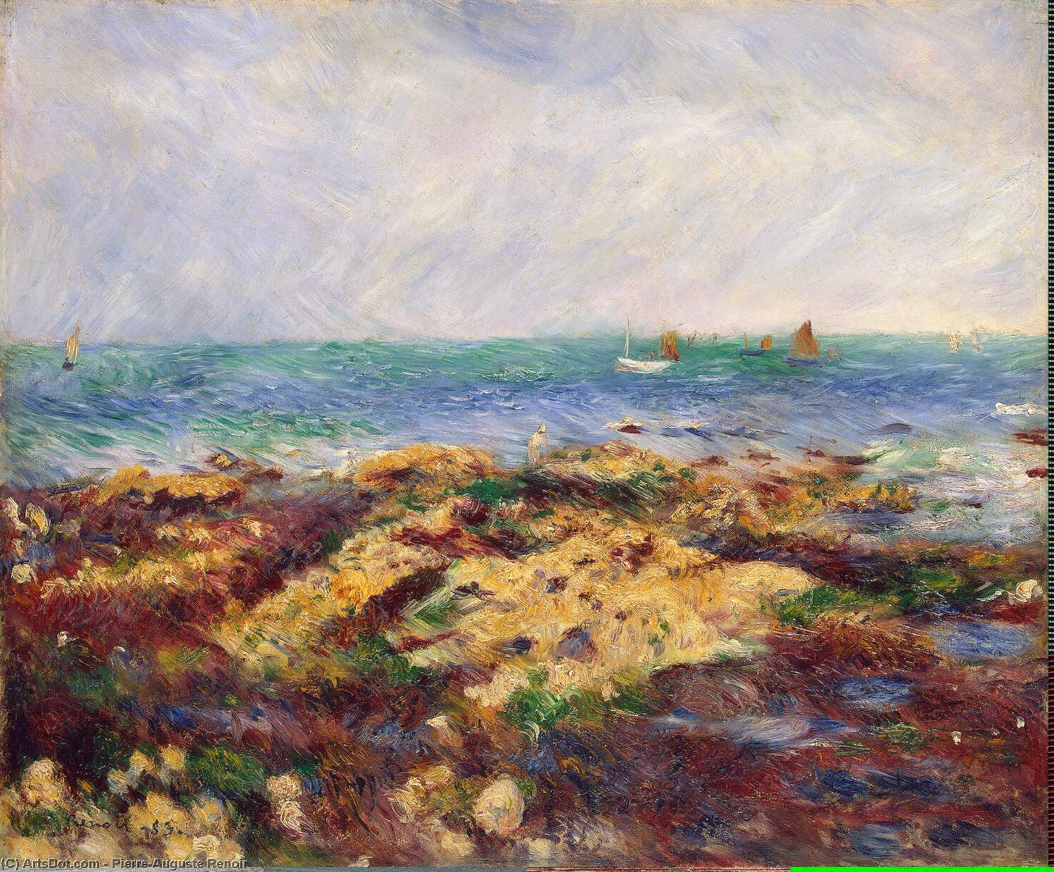 Order Art Reproductions Low Tide at Yport, 1883 by Pierre-Auguste Renoir (1841-1919, France) | ArtsDot.com