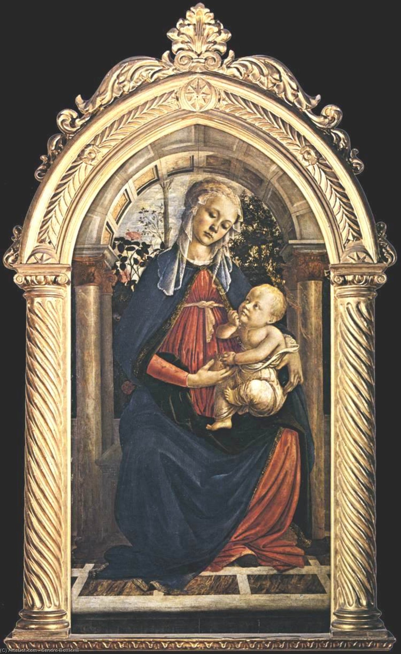 Achat Reproductions De Peintures Madonna du Rosengarden (également connue sous le nom de Madonna del Roseto), 1469 de Sandro Botticelli (1445-1510, Italy) | ArtsDot.com