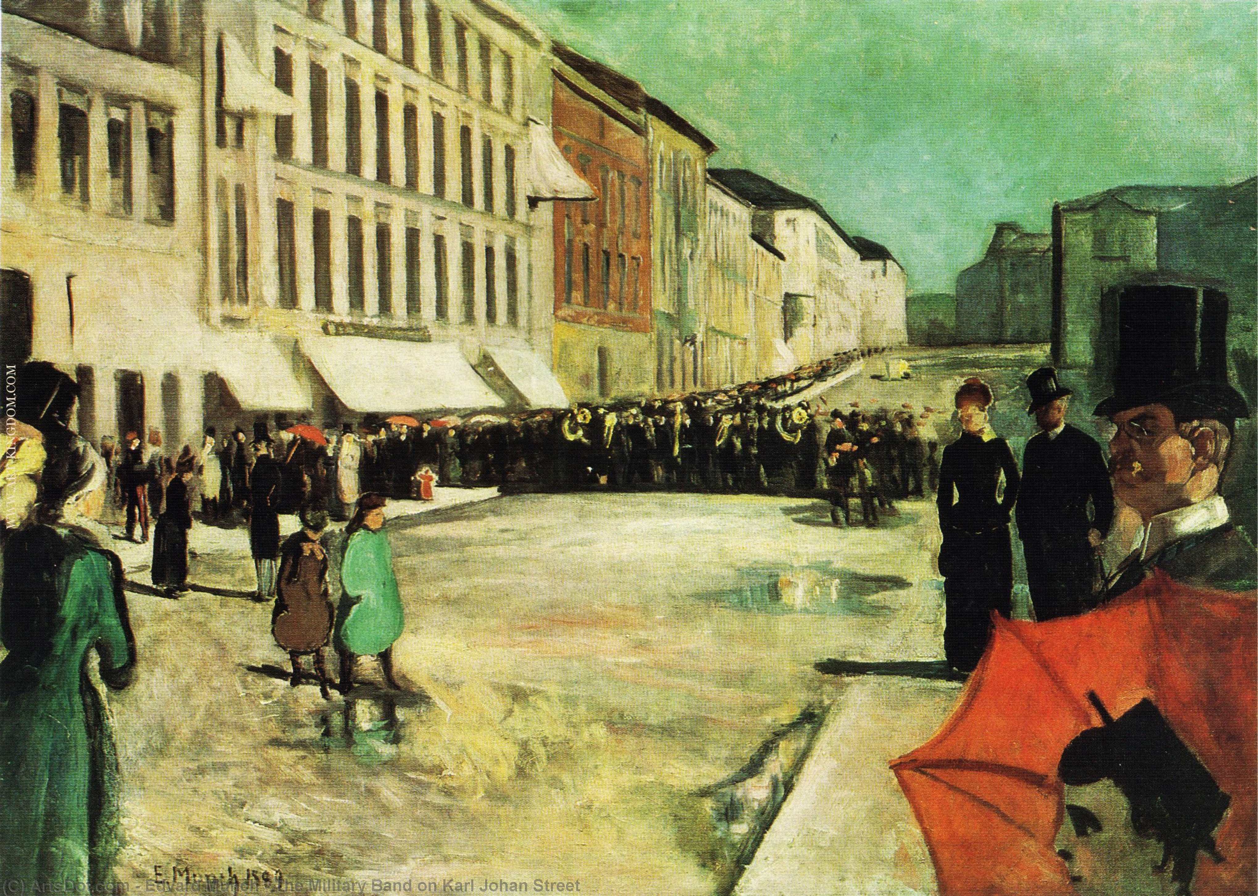 Order Oil Painting Replica The Military Band on Karl Johan Street, 1889 by Edvard Munch (1863-1944, Sweden) | ArtsDot.com