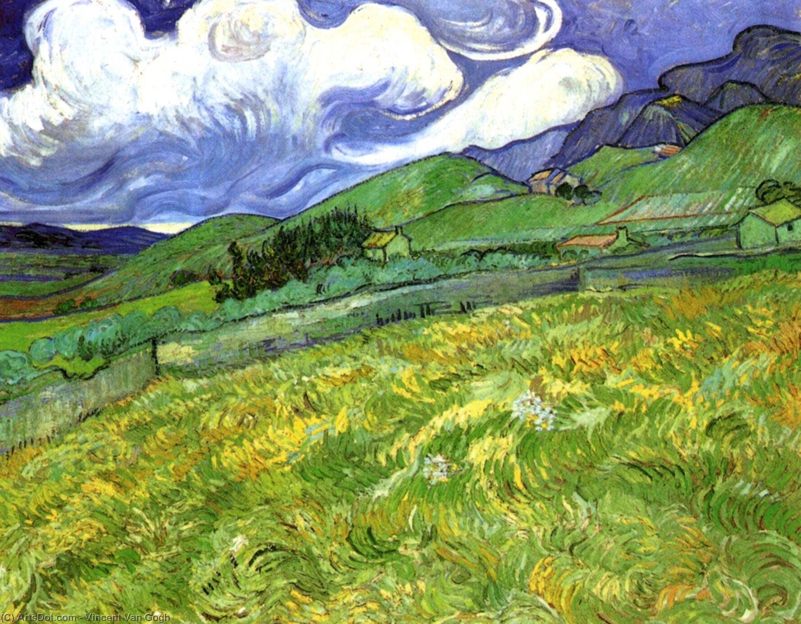 顺序 藝術再現 圣保罗医院后山地貌, 1889 通过 Vincent Van Gogh (1853-1890, Netherlands) | ArtsDot.com