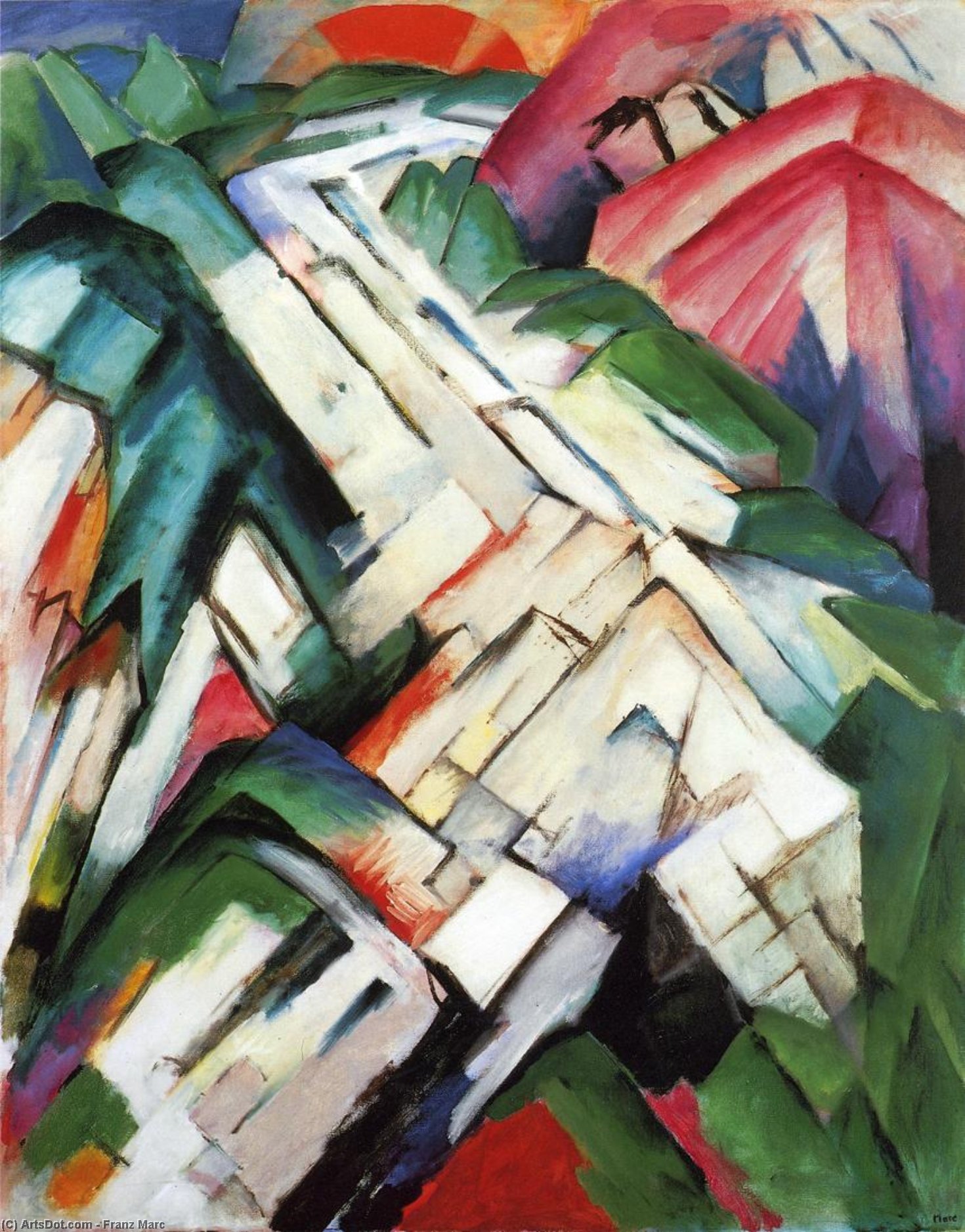 Order Artwork Replica Mountains (also known as Stony Path / Landscape), 1911 by Franz Marc (1880-1916, Germany) | ArtsDot.com