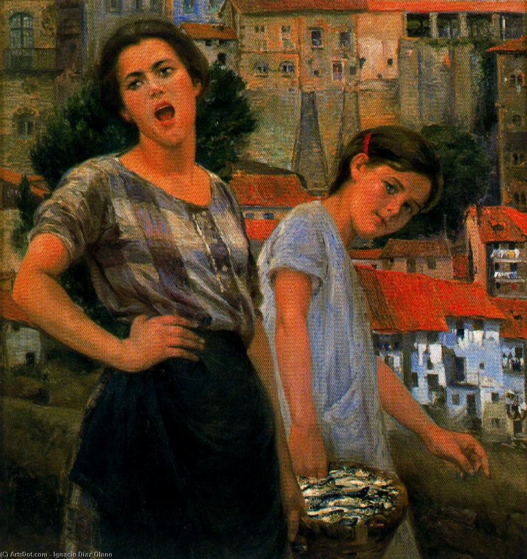 顺序 手工油畫 Mujer Cantando 。 通过 Ignacio Díaz Olano (1860-1937, Spain) | ArtsDot.com