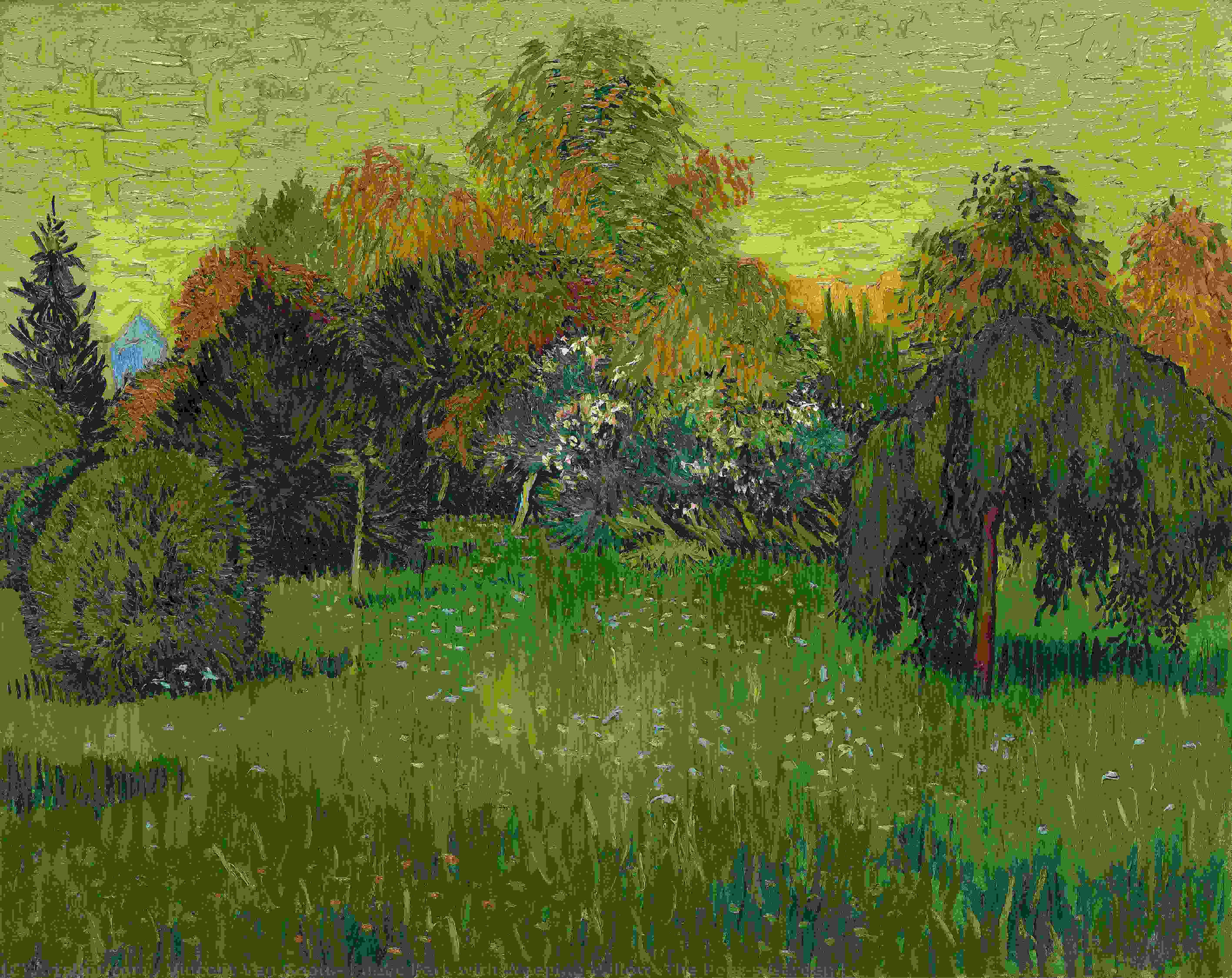 Ordinare Riproduzioni D'arte Parco pubblico con Weeping Willow: Giardino del Poeta I, 1888 di Vincent Van Gogh (1853-1890, Netherlands) | ArtsDot.com