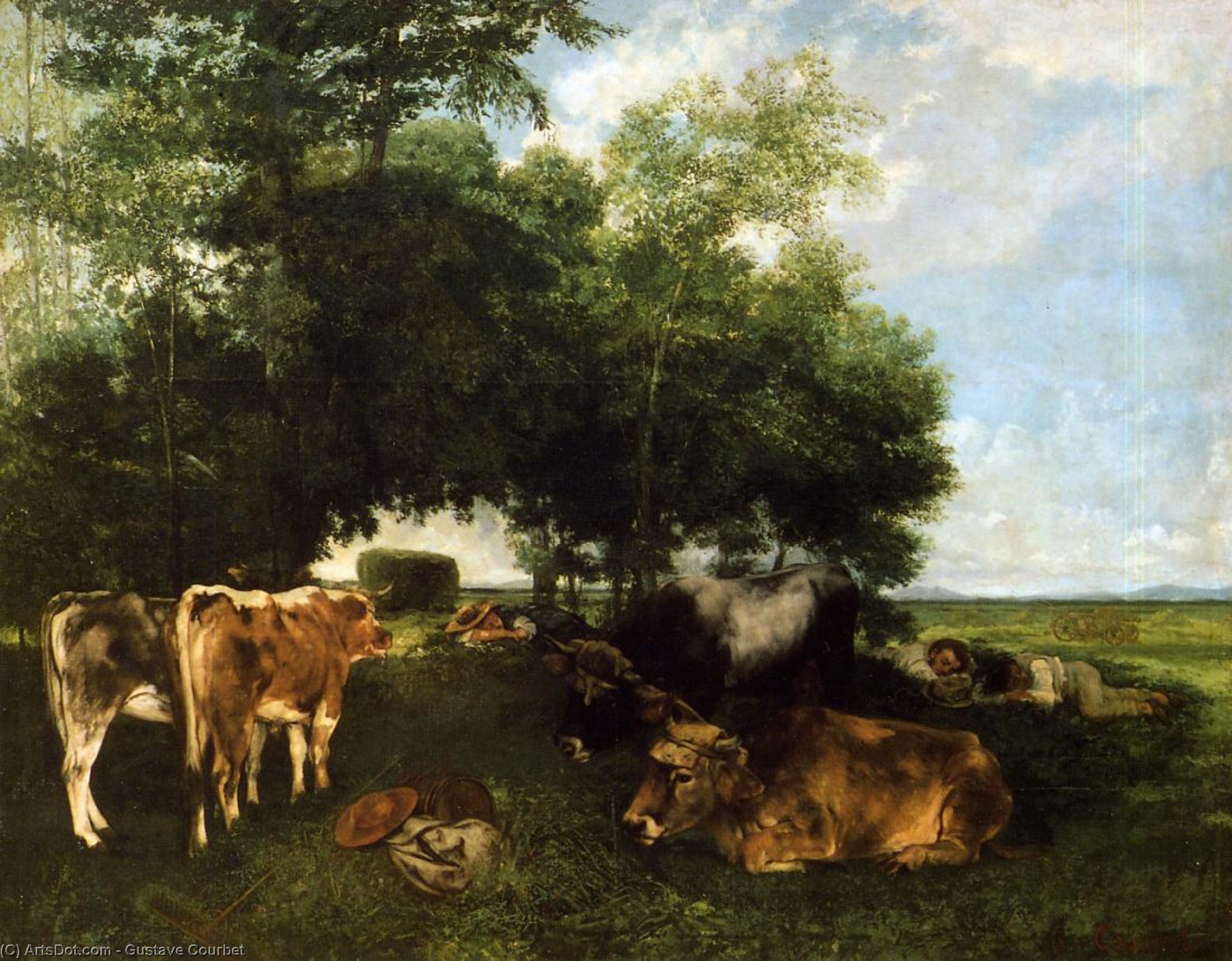 Bestellen Gemälde Reproduktionen Die Erholung während der Erntesaison (auch bekannt als Berge der Doubs), 1867 von Gustave Courbet (1819-1877, France) | ArtsDot.com