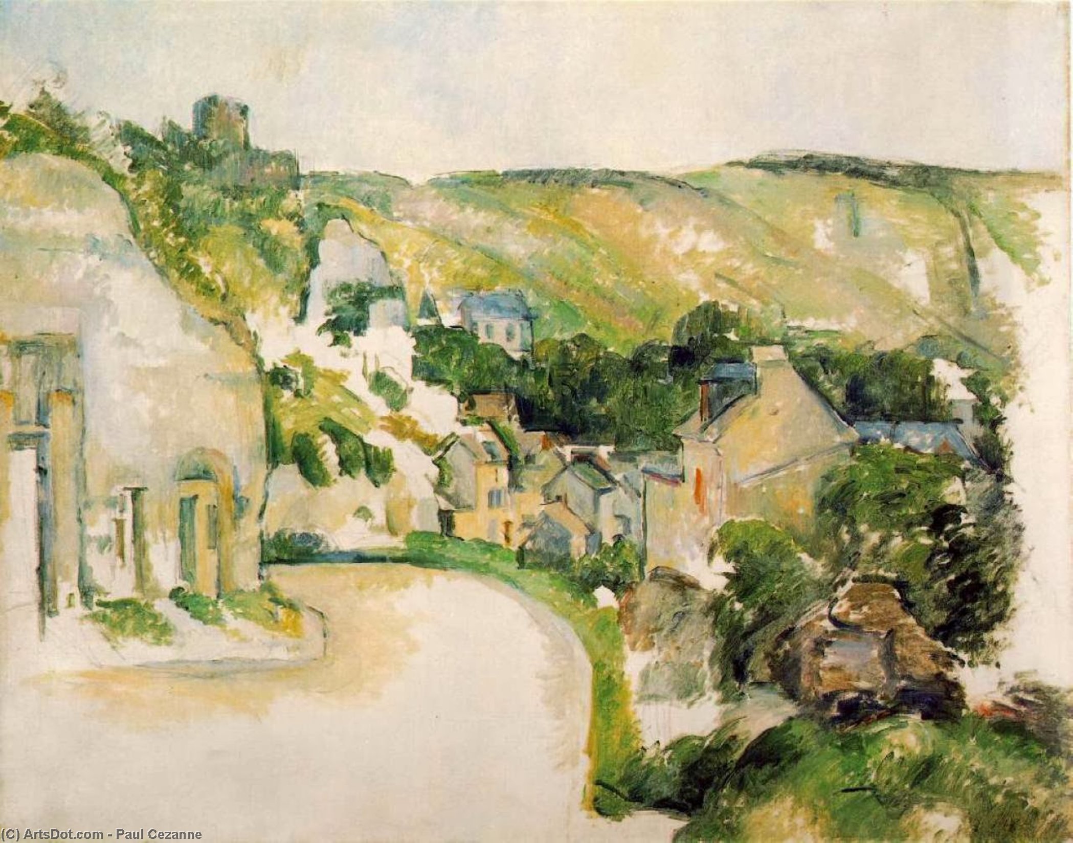 Buy Museum Art Reproductions A Turn on the Road at Roche-Ruyon, 1885 by Paul Cezanne (1839-1906, France) | ArtsDot.com