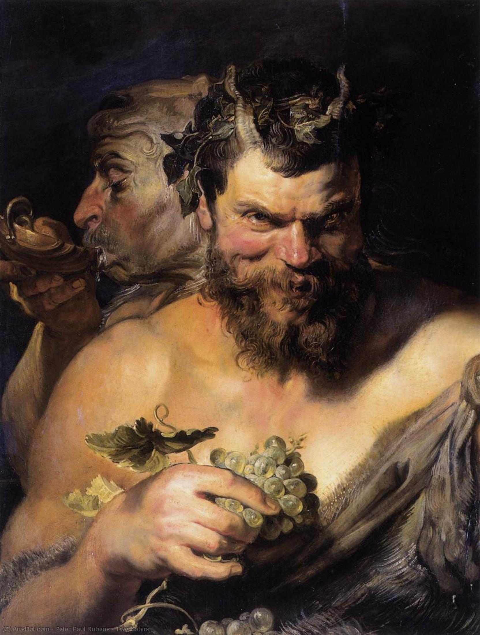 Order Paintings Reproductions Two Satyrs, 1608 by Peter Paul Rubens (1577-1640, Germany) | ArtsDot.com