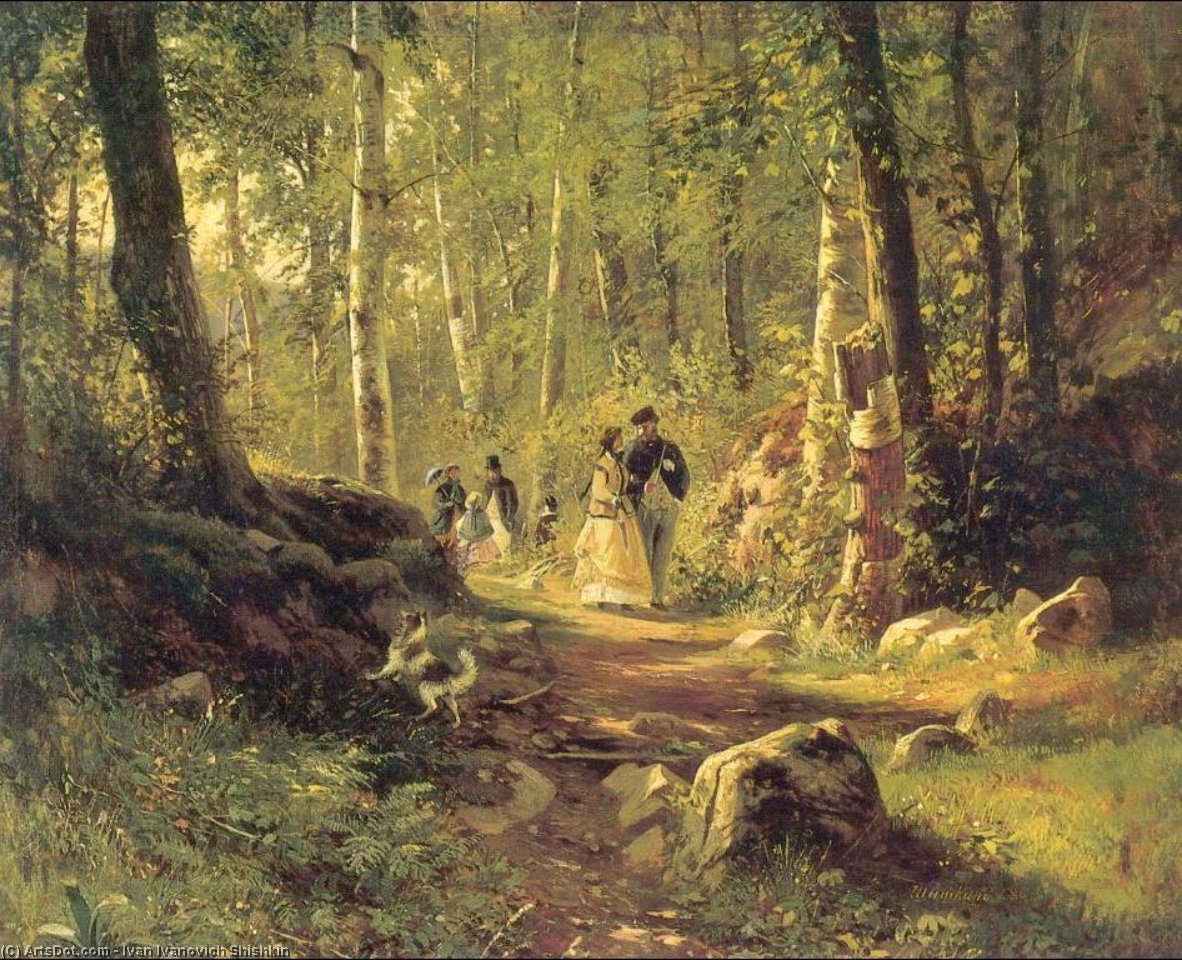 順序 「アート再現 森の中を歩く, 1869 バイ Ivan Ivanovich Shishkin (1832-1898, Russia) | ArtsDot.com