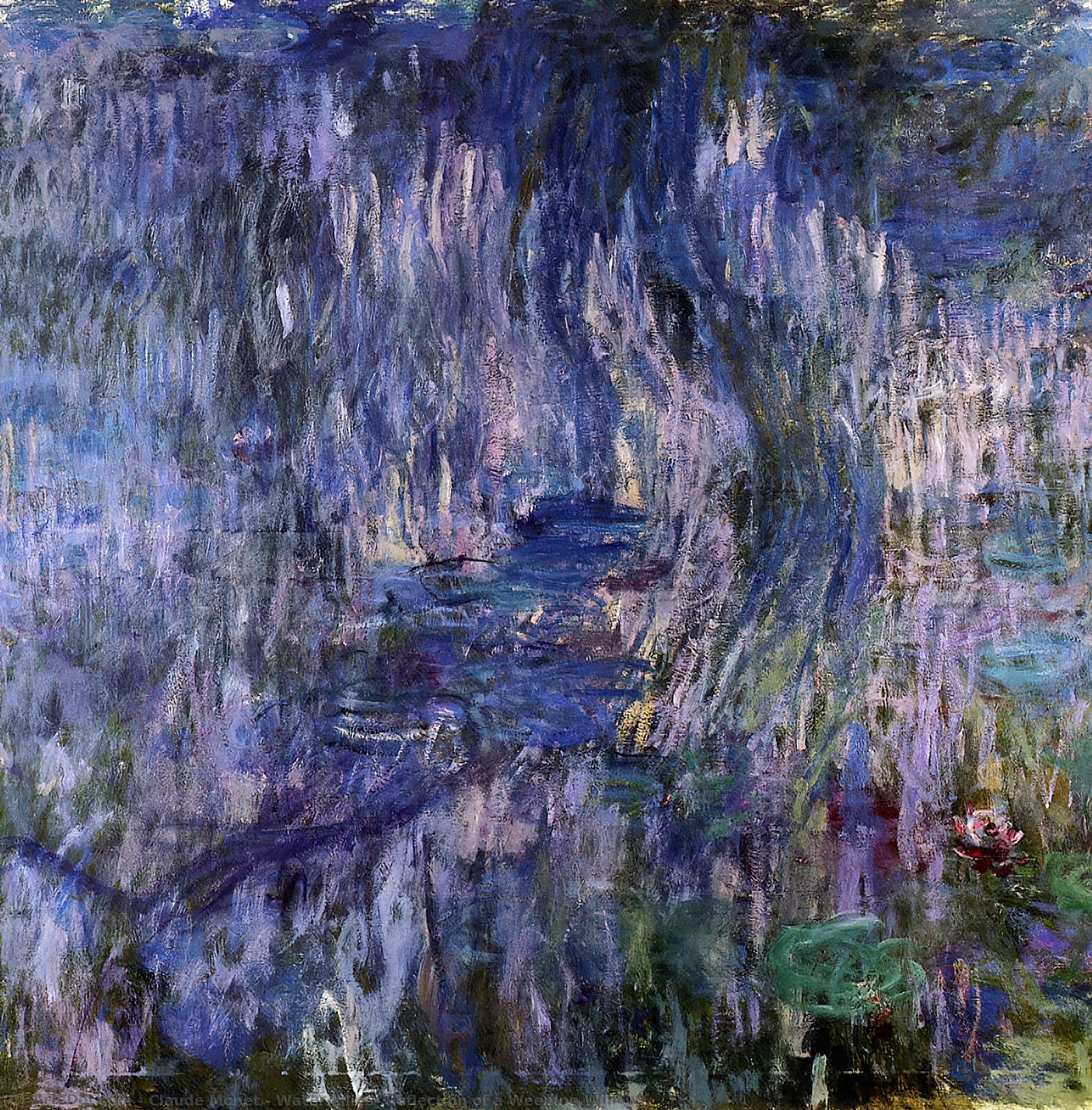 Order Art Reproductions Water-Lilies, Reflection of a Weeping Willow, 1916 by Claude Monet (1840-1926, France) | ArtsDot.com