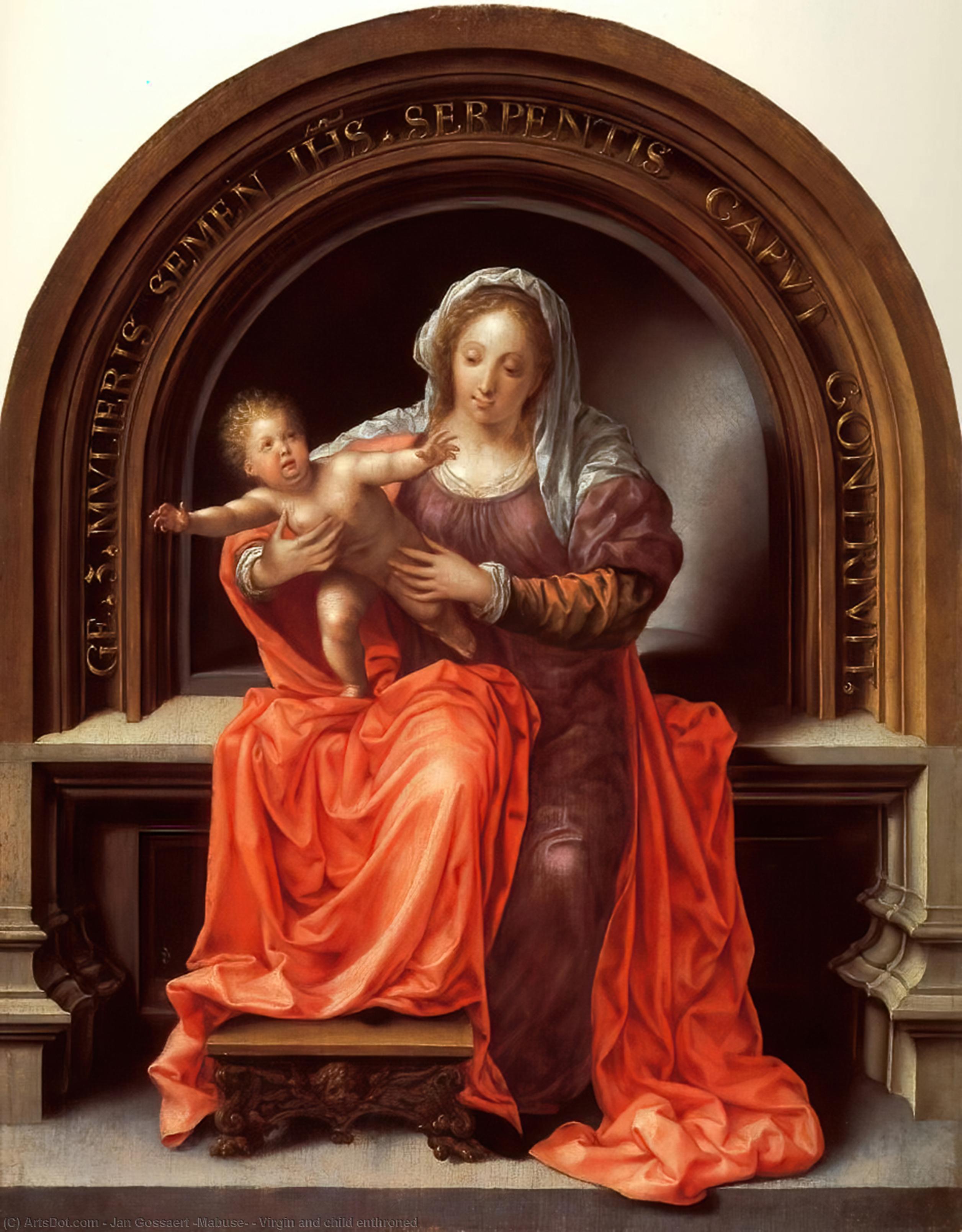 Order Art Reproductions Virgin and child enthroned, 1527 by Jan Gossaert (Mabuse) (1478-1532, France) | ArtsDot.com