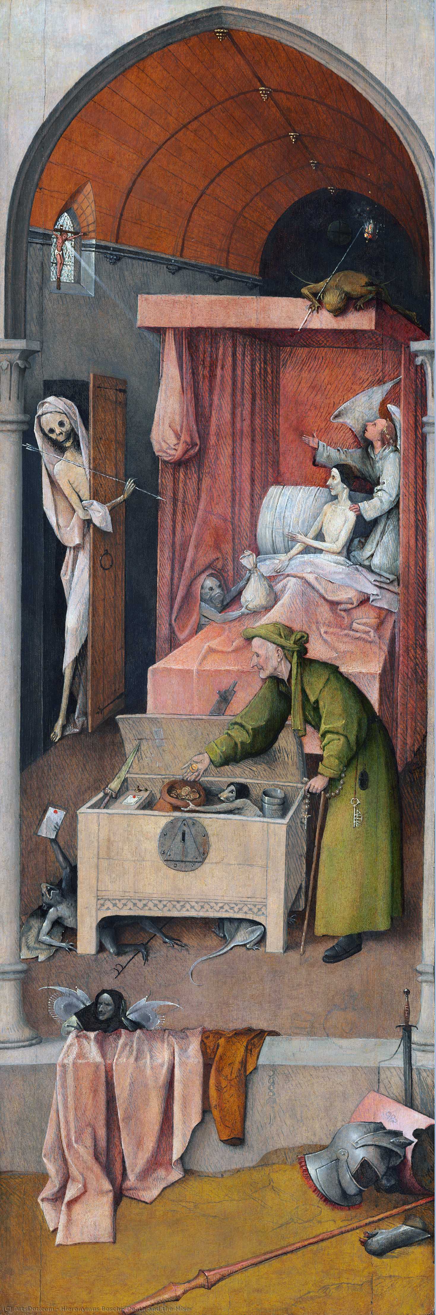 Order Art Reproductions Death and the Miser, 1490 by Hieronymus Bosch (1450-1516, Netherlands) | ArtsDot.com
