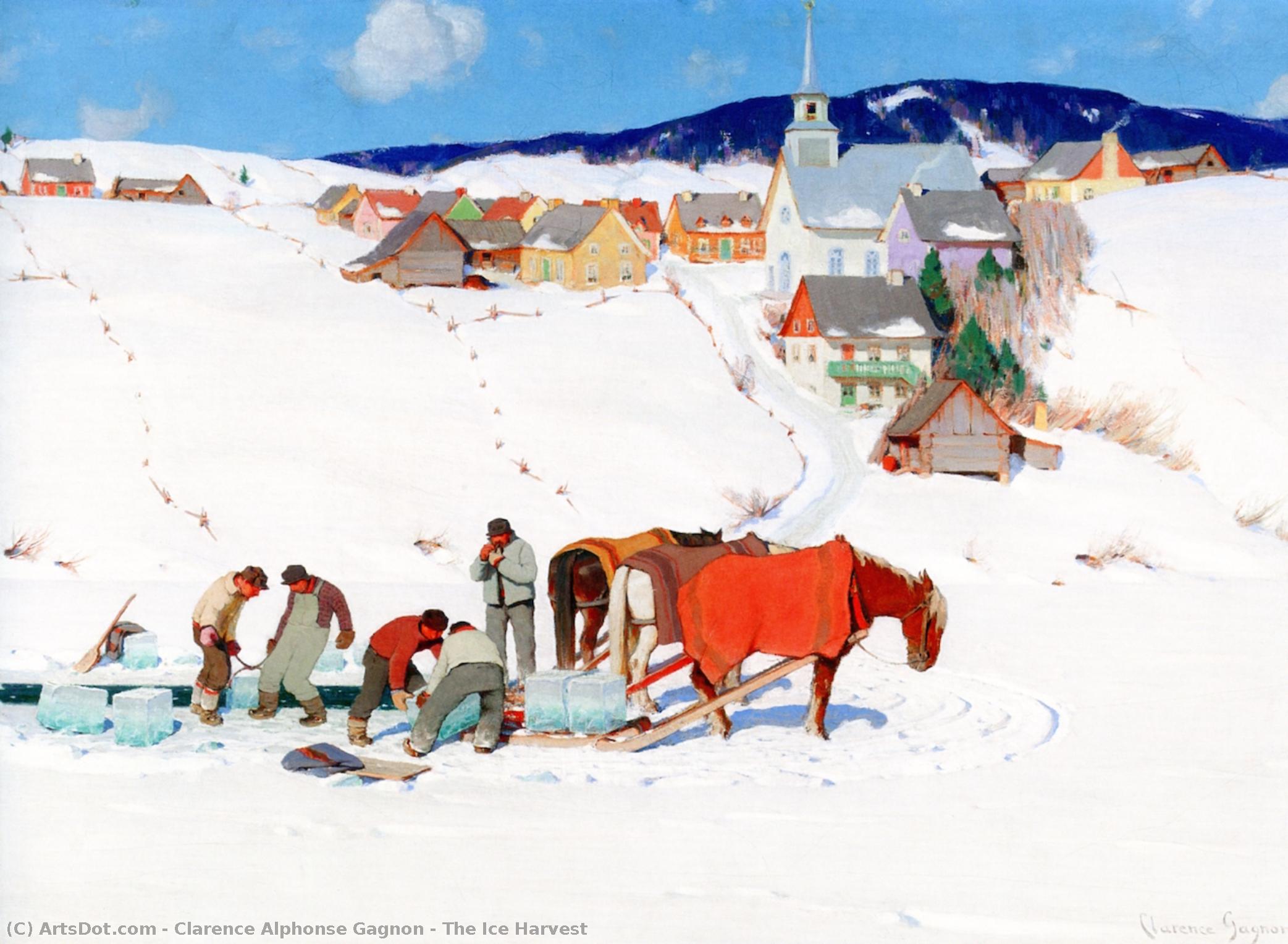 Order Art Reproductions The Ice Harvest, 1935 by Clarence Alphonse Gagnon (1881-1942, Canada) | ArtsDot.com