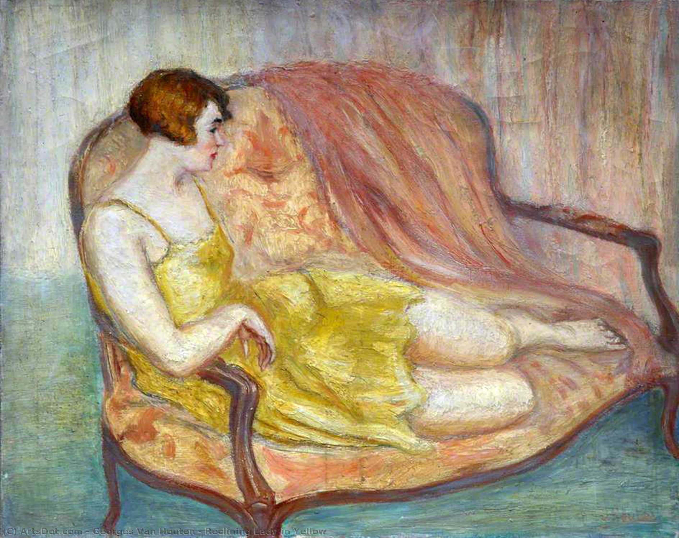 Pedir Reproducciones De Bellas Artes Dama reclinada en Amarillo, 1928 de Georges Van Houten (Inspirado por) (1888-1964) | ArtsDot.com