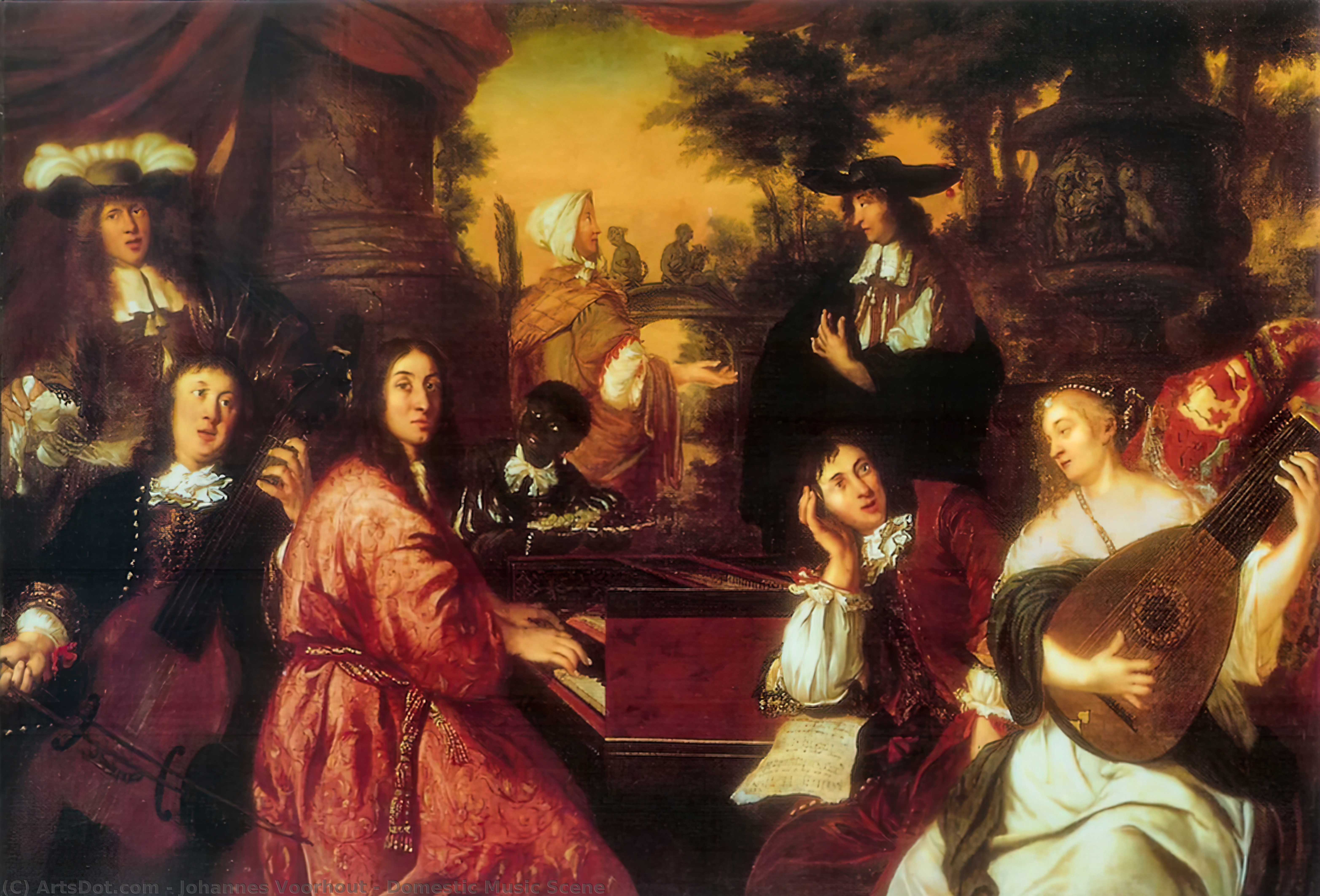 Order Paintings Reproductions Domestic Music Scene, 1674 by Johannes Voorhout (1647-1723) | ArtsDot.com