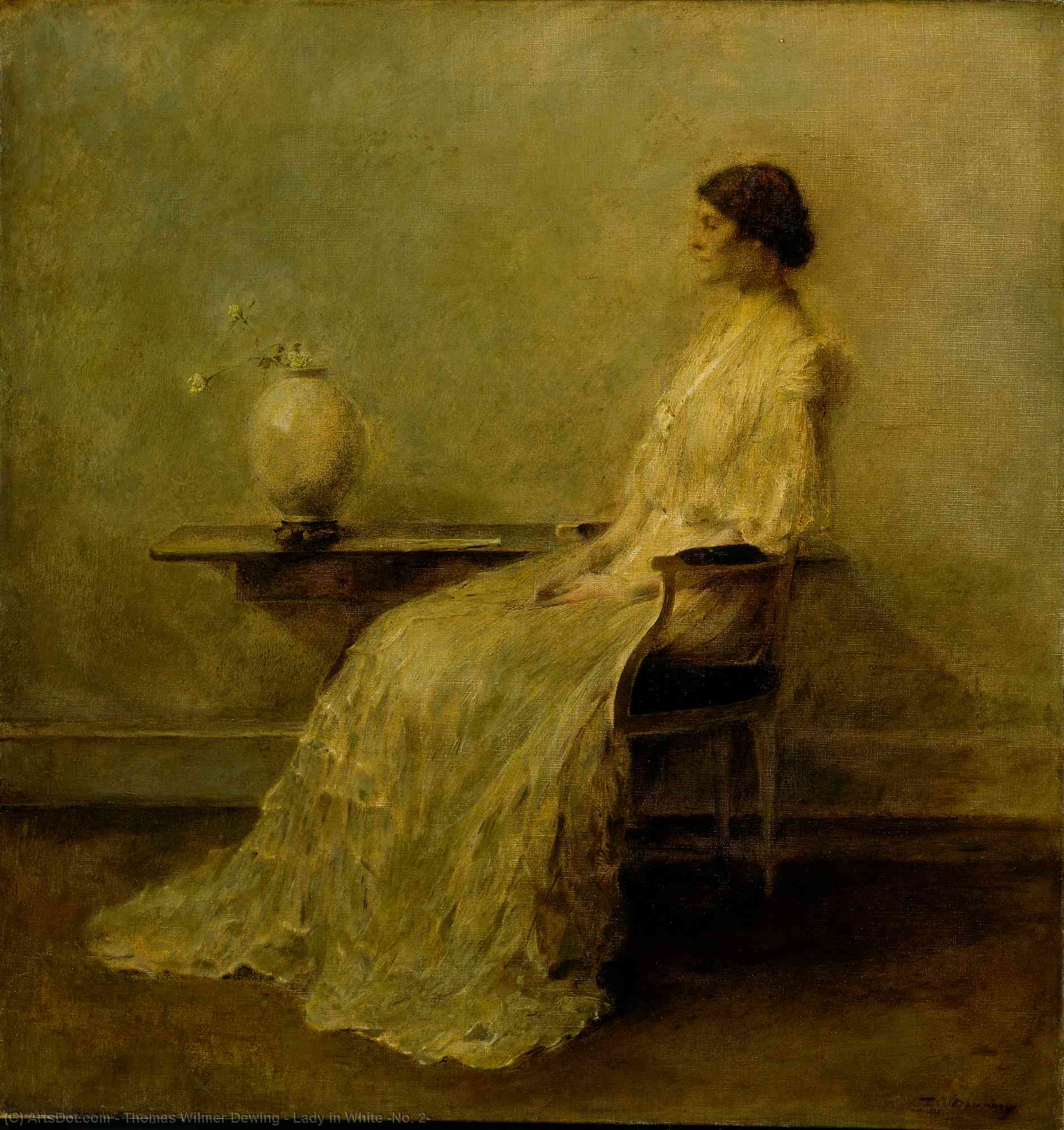 Order Artwork Replica Lady in White (No. 2), 1910 by Thomas Wilmer Dewing (1851-1938, United States) | ArtsDot.com