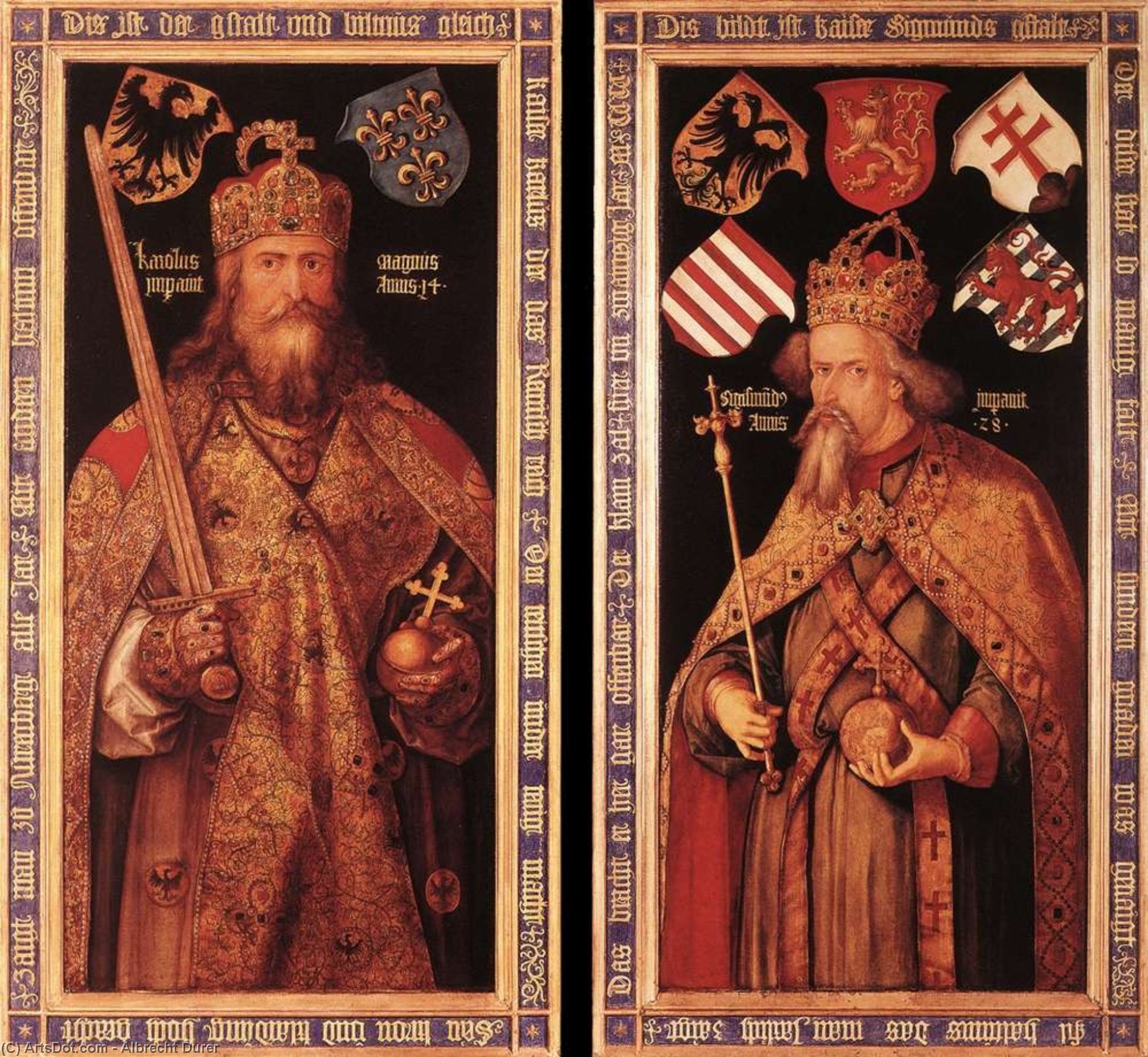 Order Art Reproductions Emperor Charlemagne and Emperor Sigismund, 1512 by Albrecht Durer (1471-1528, Italy) | ArtsDot.com