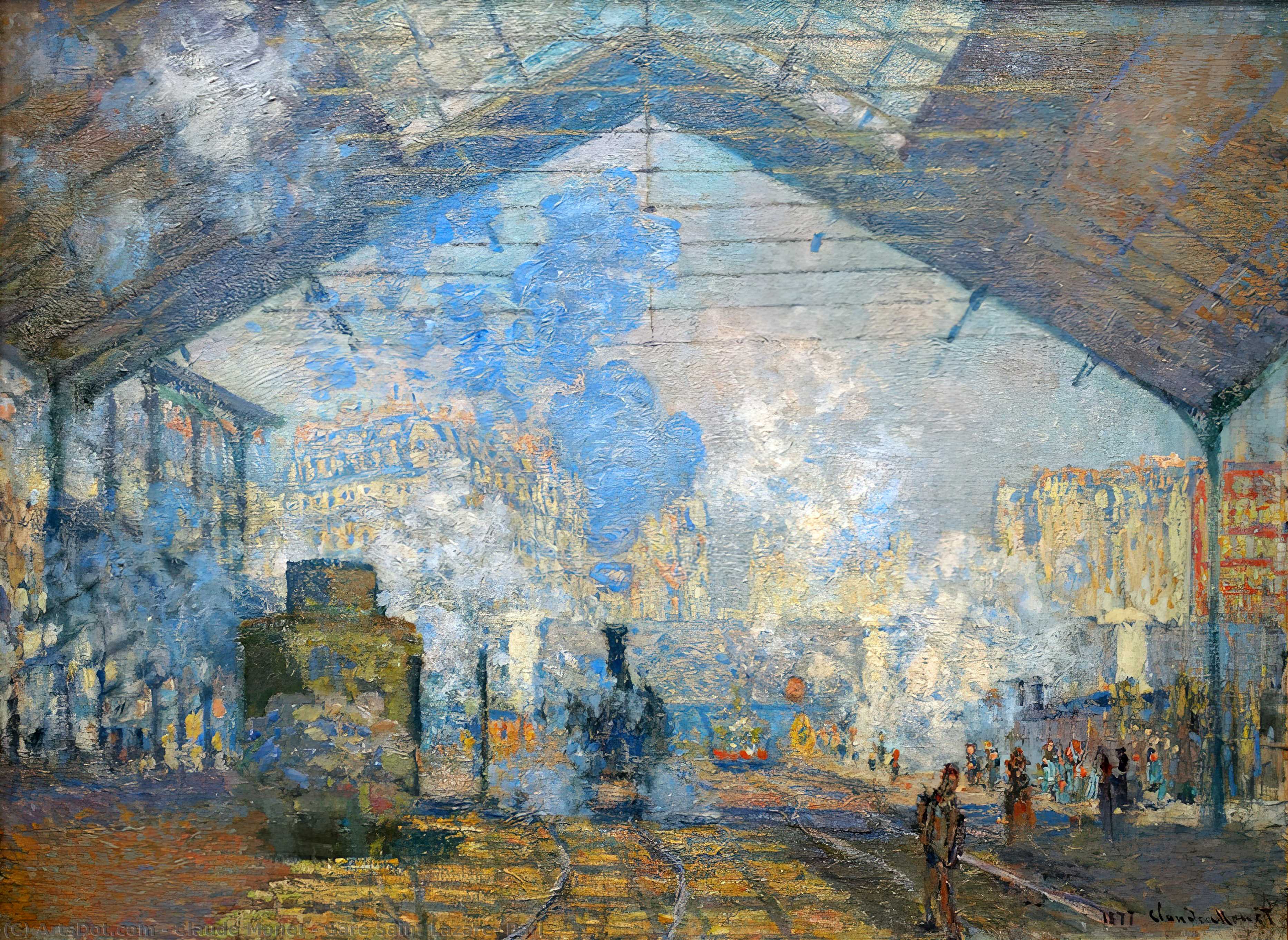 Buy Museum Art Reproductions Gare Saint Lazare, Pari, 1877 by Claude Monet (1840-1926, France) | ArtsDot.com