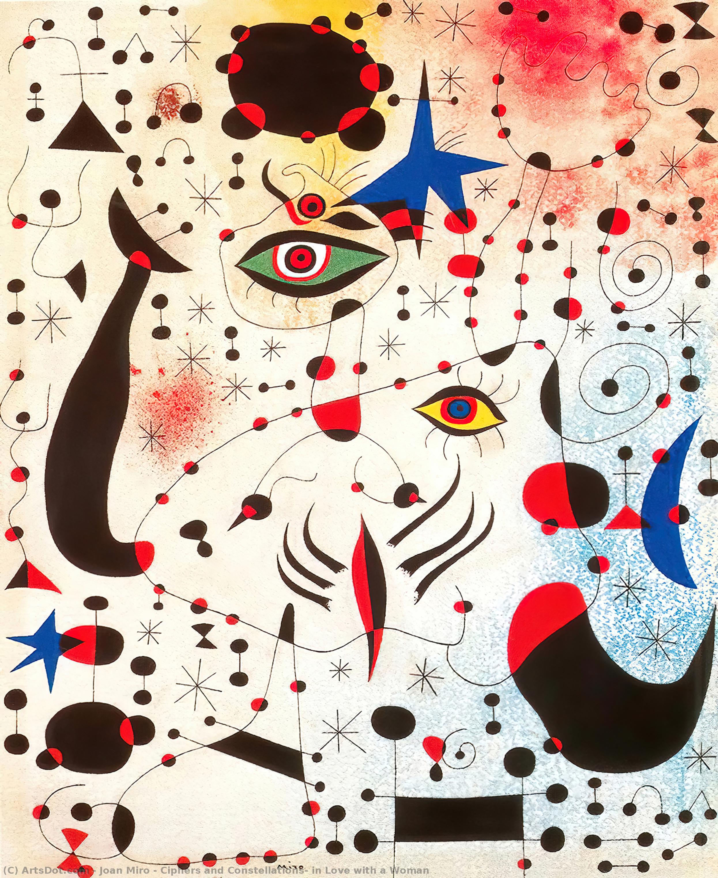 顺序 油畫 密码和密码,爱着一个女人, 1941 通过 Joan Miró (灵感来自) (1893-1983, Spain) | ArtsDot.com