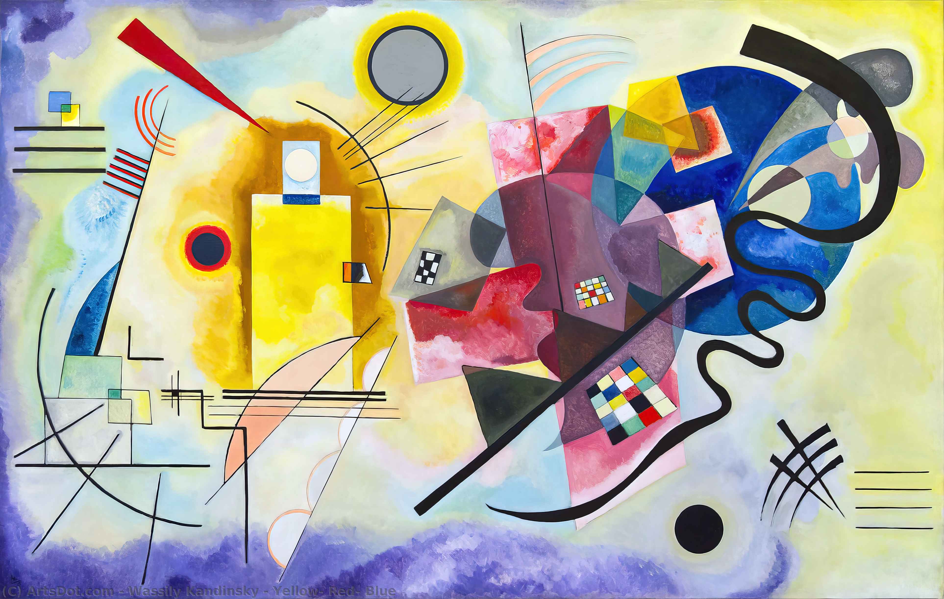 顺序 藝術再現 黄色,红色, 蓝色, 1925 通过 Wassily Kandinsky (1866-1944, Russia) | ArtsDot.com