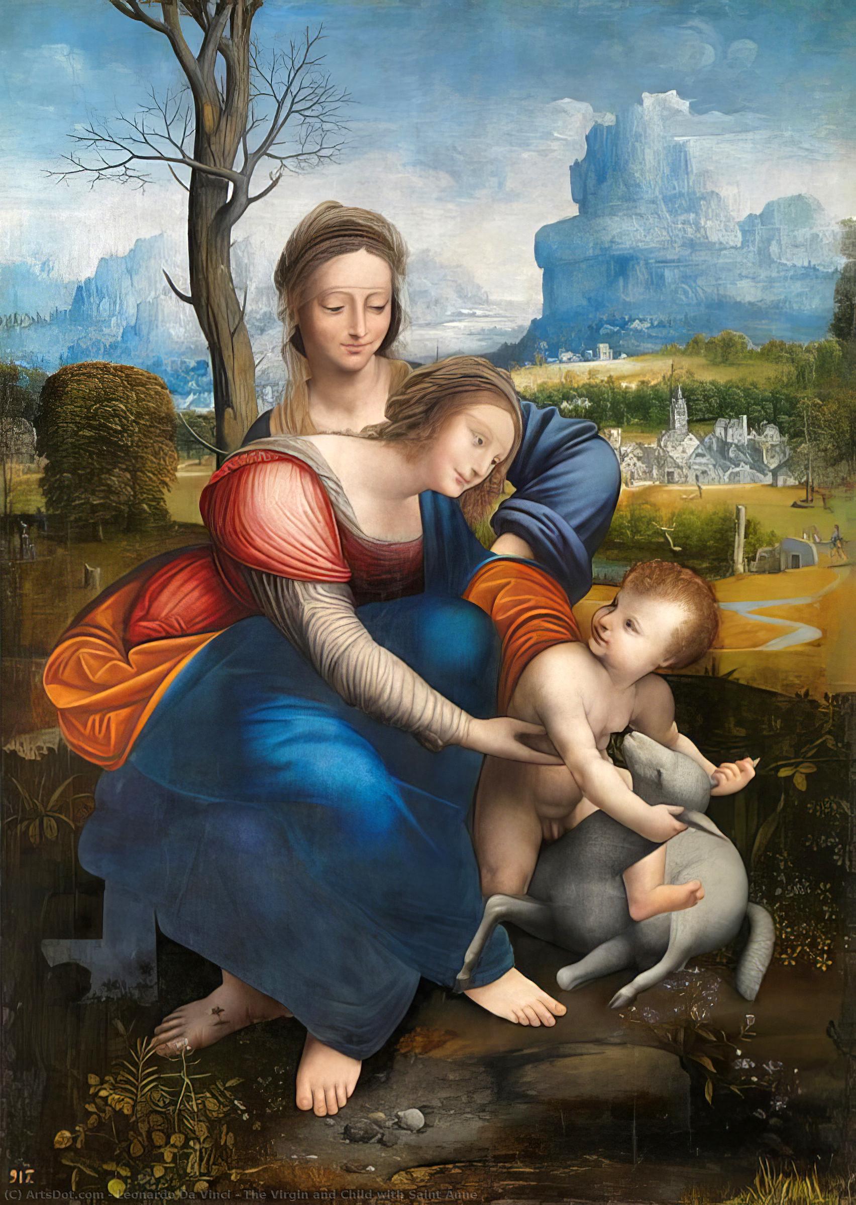 順序 絵画のコピー 聖アンと聖母と子供, 1513 バイ Leonardo Da Vinci (1452-1519, Italy) | ArtsDot.com