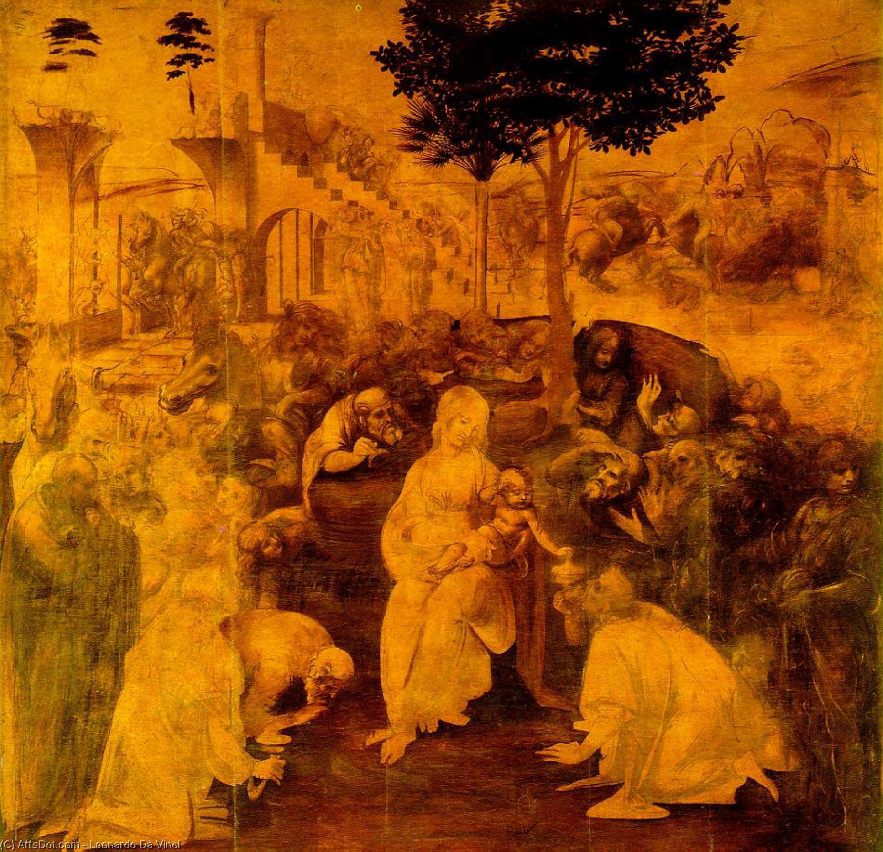 Ordinare Riproduzioni D'arte Adorazione dei Magi, 1481 di Leonardo Da Vinci (1452-1519, Italy) | ArtsDot.com