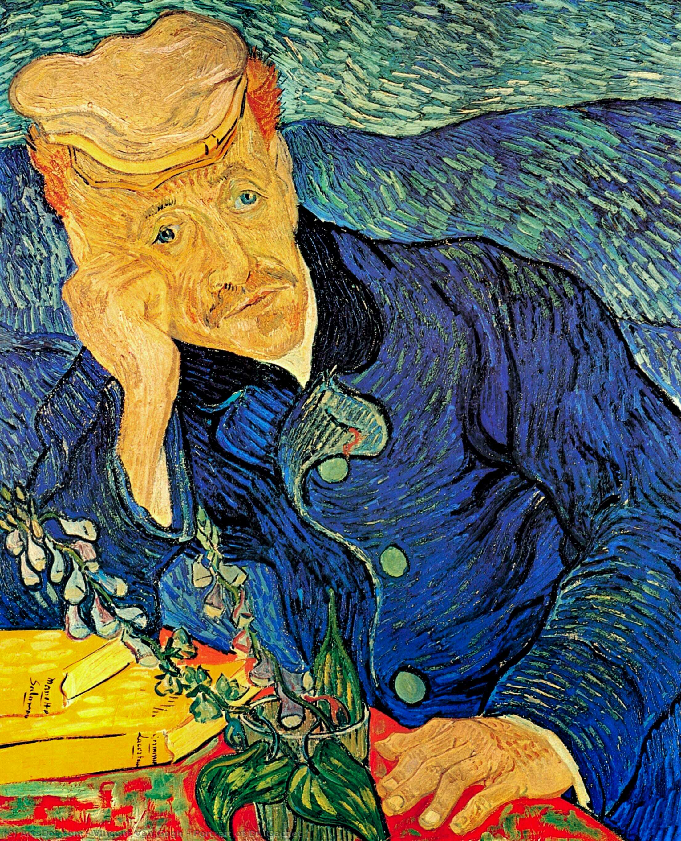 順序 油絵 ガチェット博士の肖像 バイ Vincent Van Gogh (1853-1890, Netherlands) | ArtsDot.com