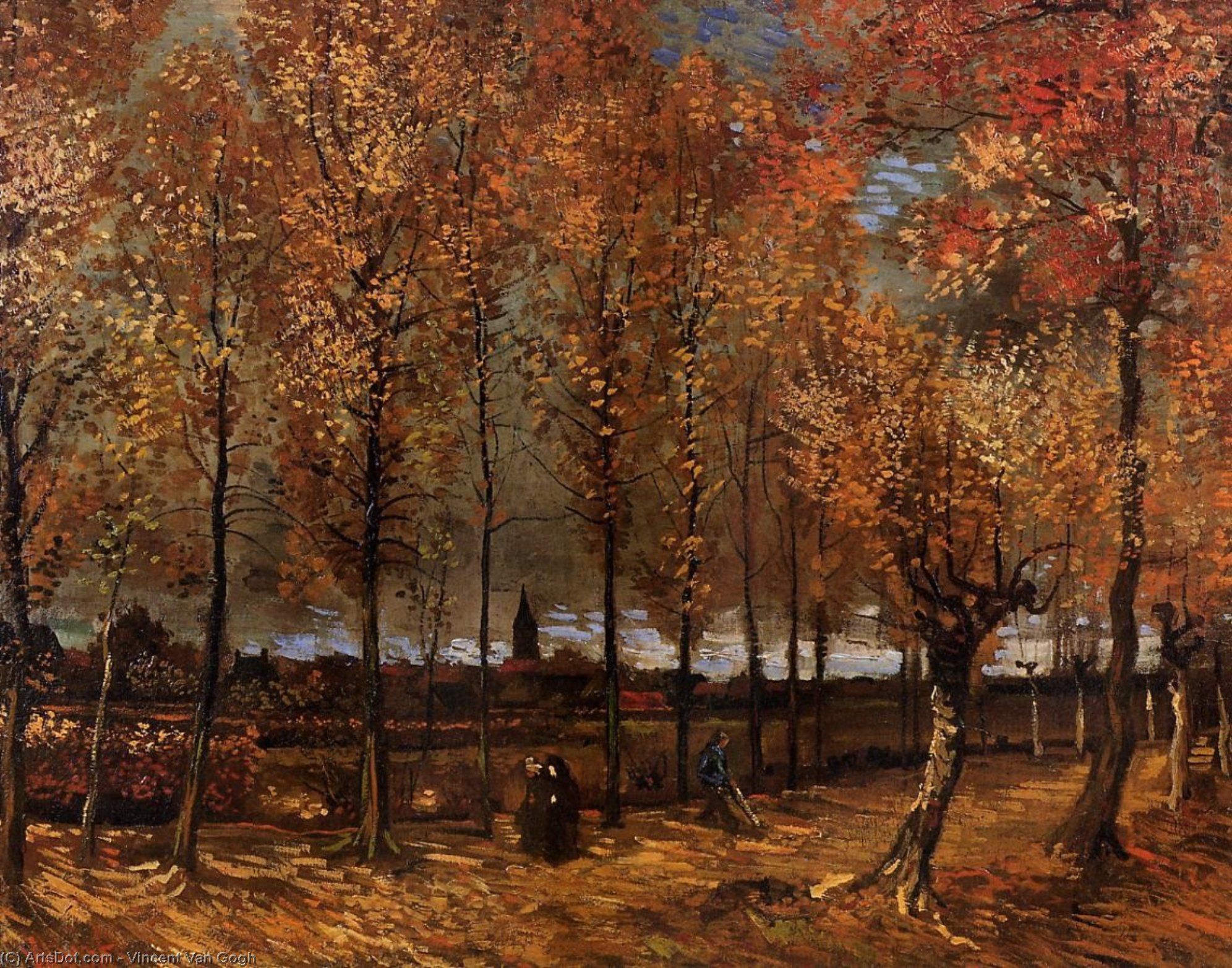 Order Artwork Replica Lane with Poplars, 1885 by Vincent Van Gogh (1853-1890, Netherlands) | ArtsDot.com